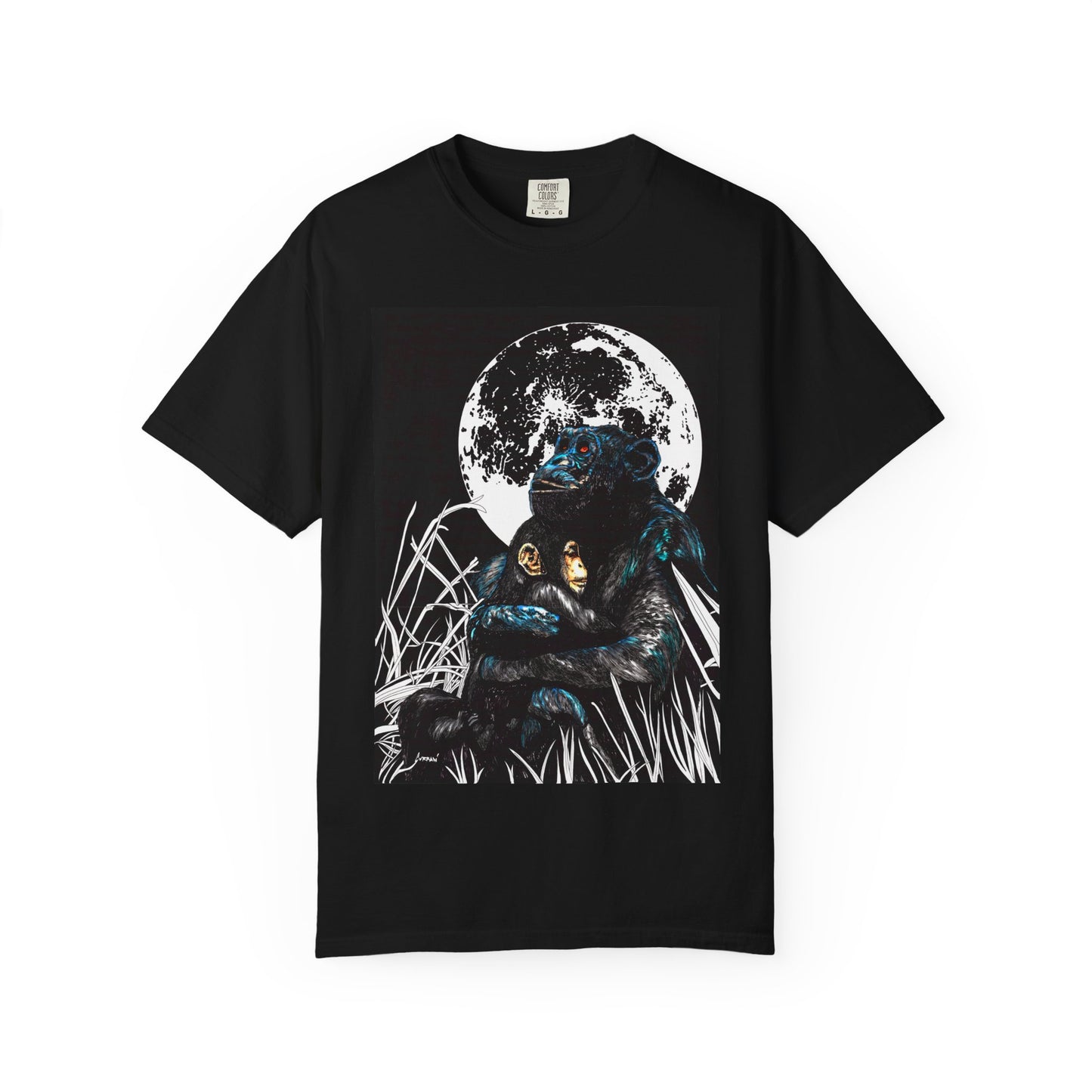 Moonlit Gorilla and Child Unisex Garment-Dyed T-Shirt
