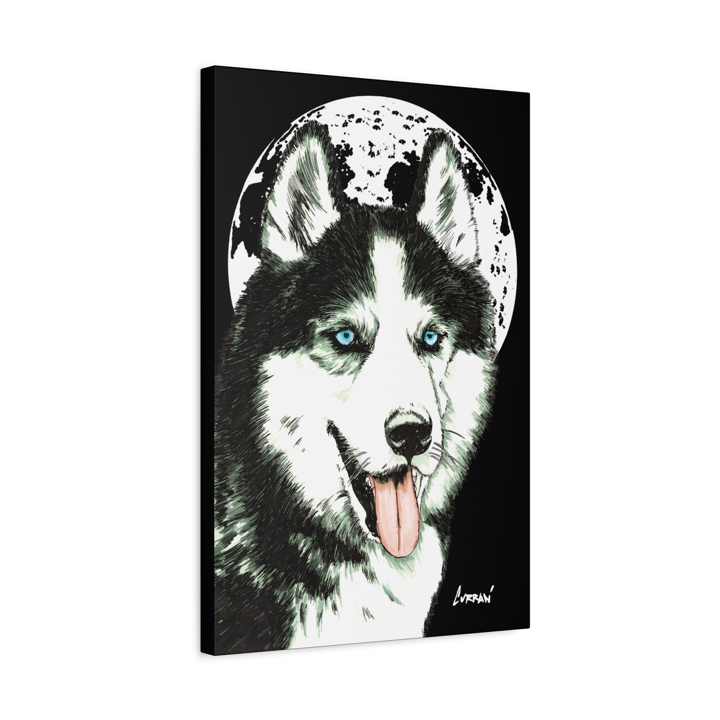 Siberian Husky Canvas Wall Art - Moonlit Dog Decor