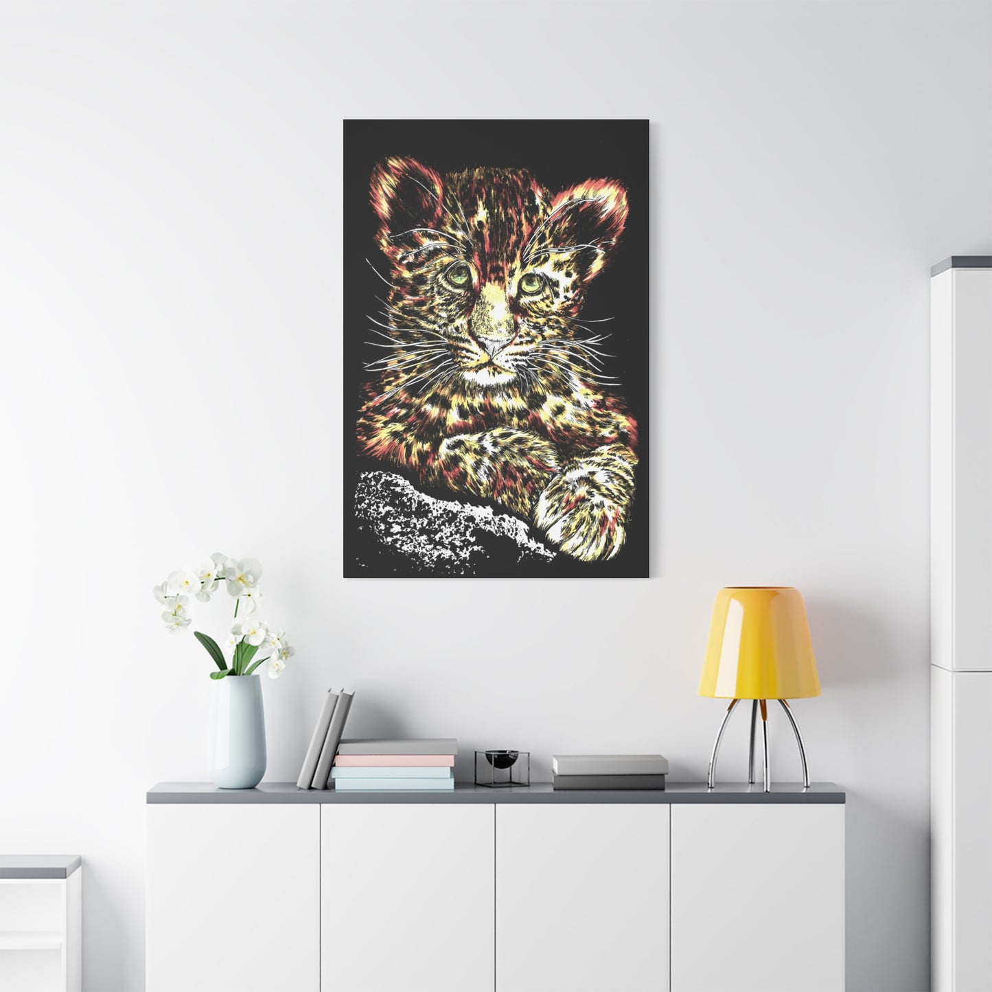 Leopard Cub Wall Art Print of the Original, hand drawn wall art of a Leopard Cub