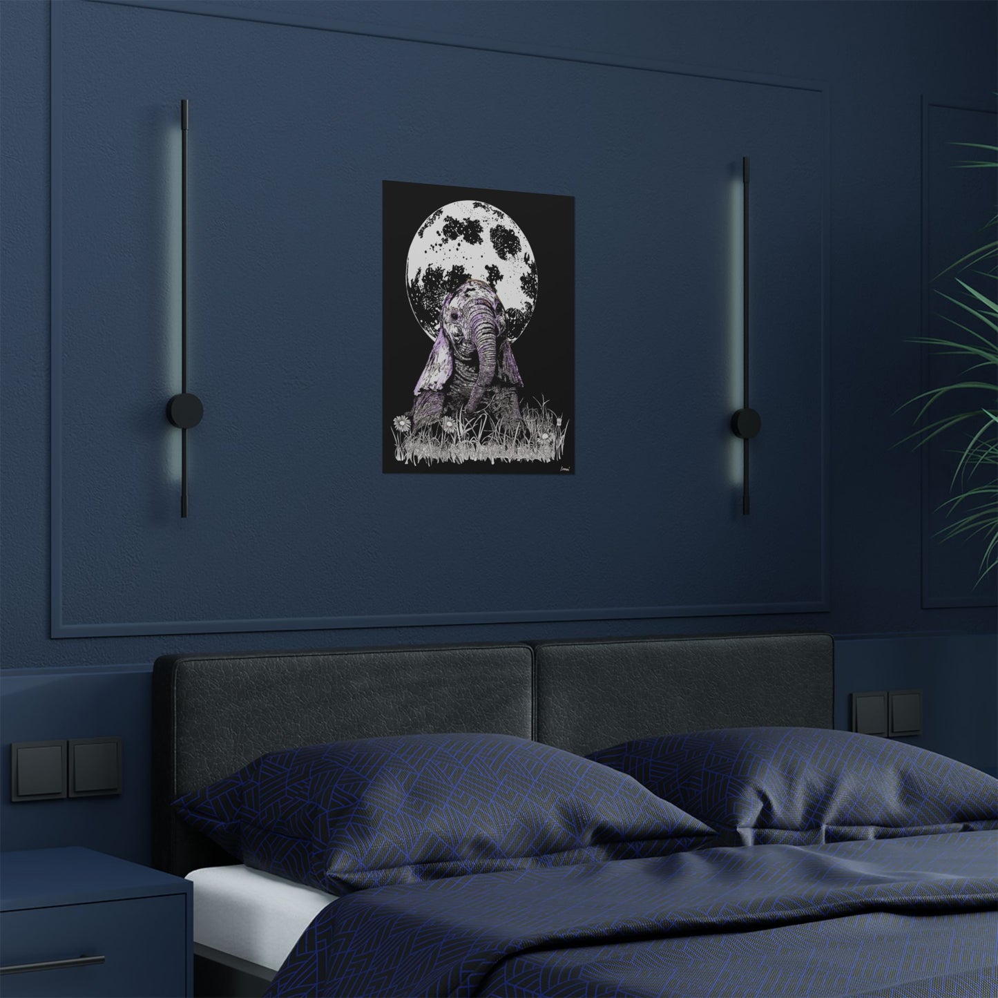 Baby Elephant Satin Poster | Art Print for Nursery Decor