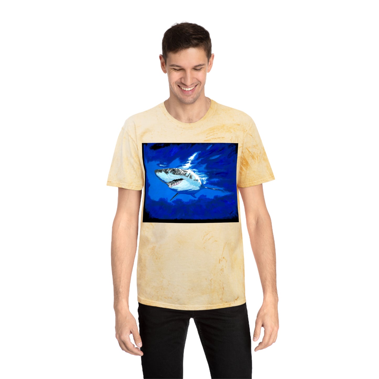 Great White Shark T Shirt Original Hand Painted Art