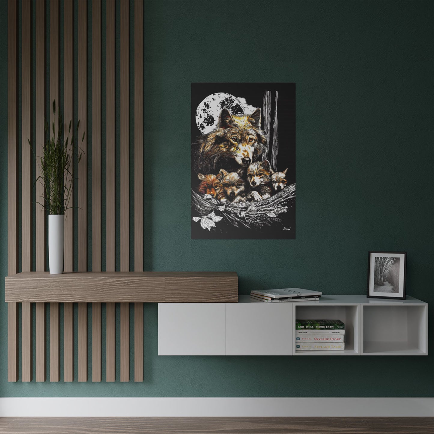 Wolf Family Satin Poster - Stunning Wildlife Artwork for Home Decor