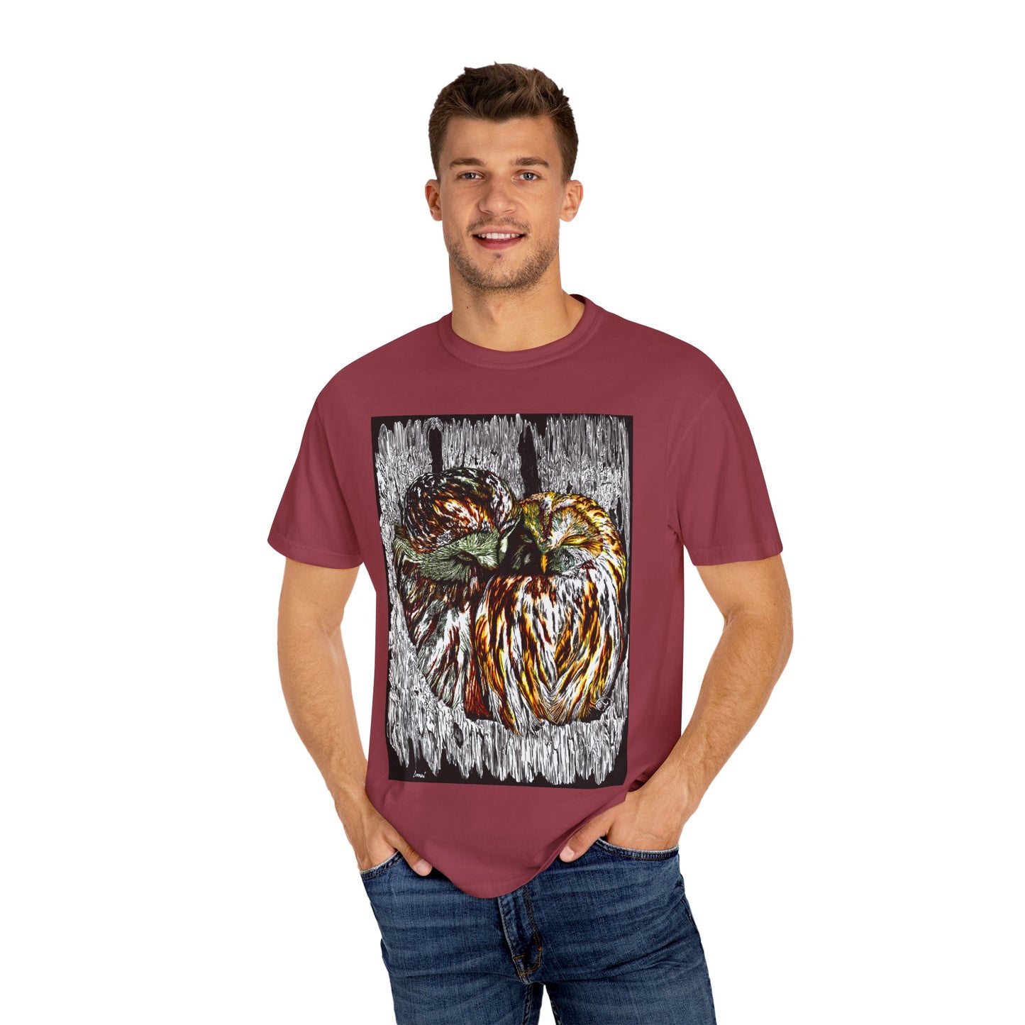 Owls in a Tree Unisex Garment-Dyed T-Shirt