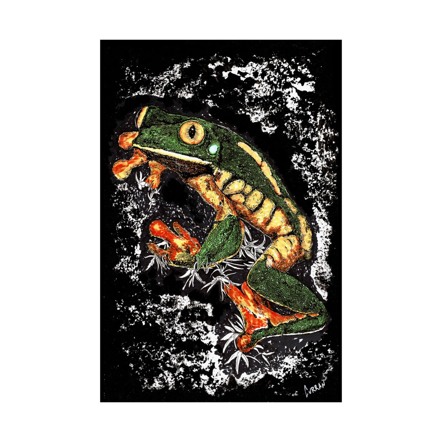 Vibrant Frog Satin Poster - 300gsm Art Print for Nature Lovers