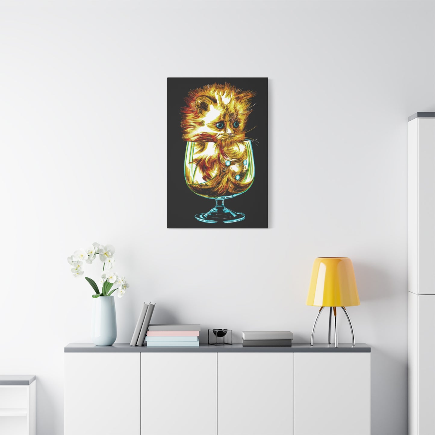 Whimsical Cat Art Canvas Print - 1.25" Stretched Wall Decor