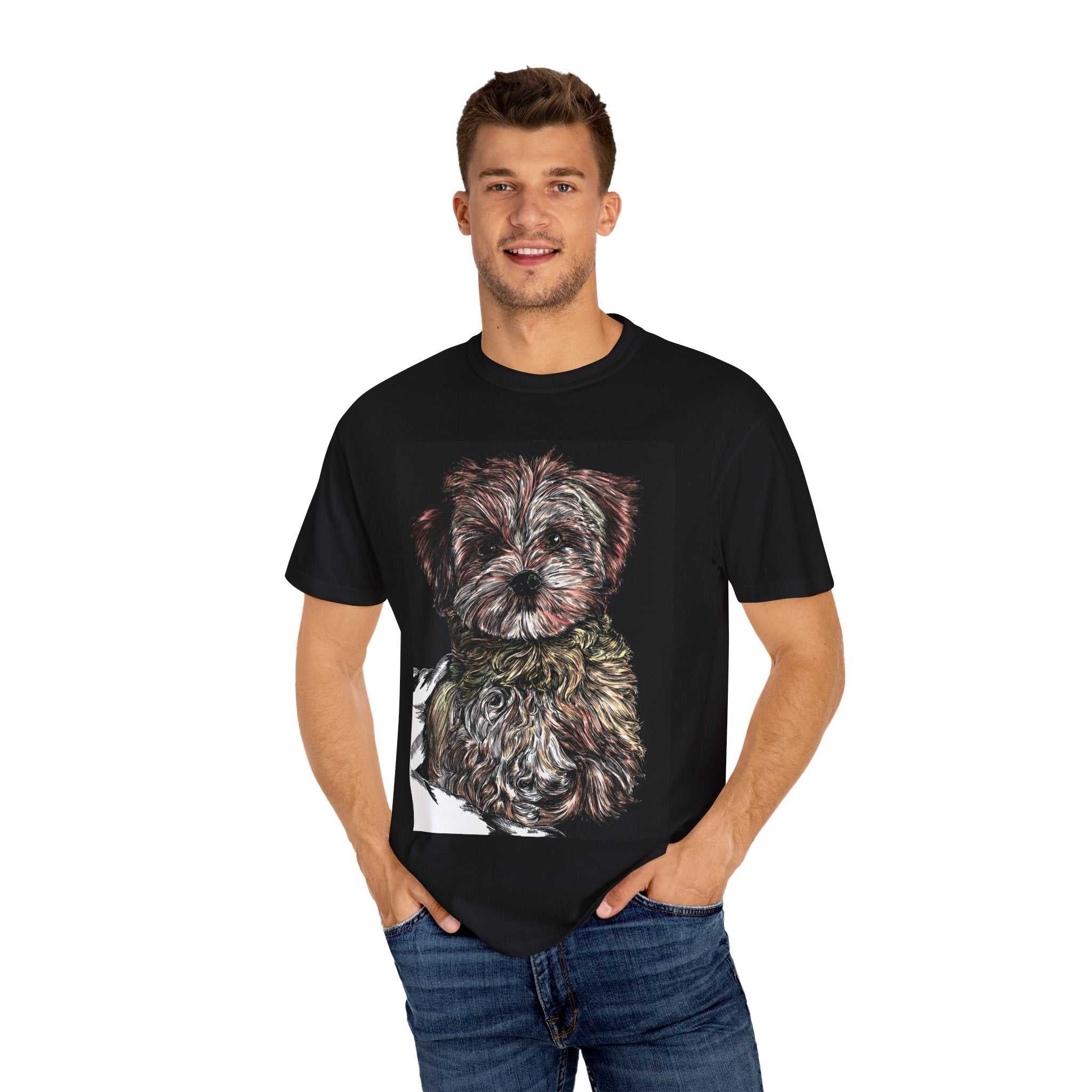Elevate your style with our Puppy Art Unisex Garment-Dyed T-Shirt – Original Hand-Drawn design. Stand out from the crowd in this unique tee!