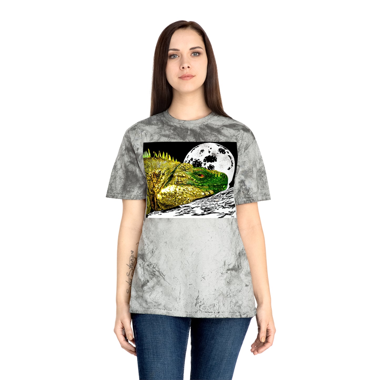 Reptile Moonlight T Shirt Hand Drawn Color Blast Design