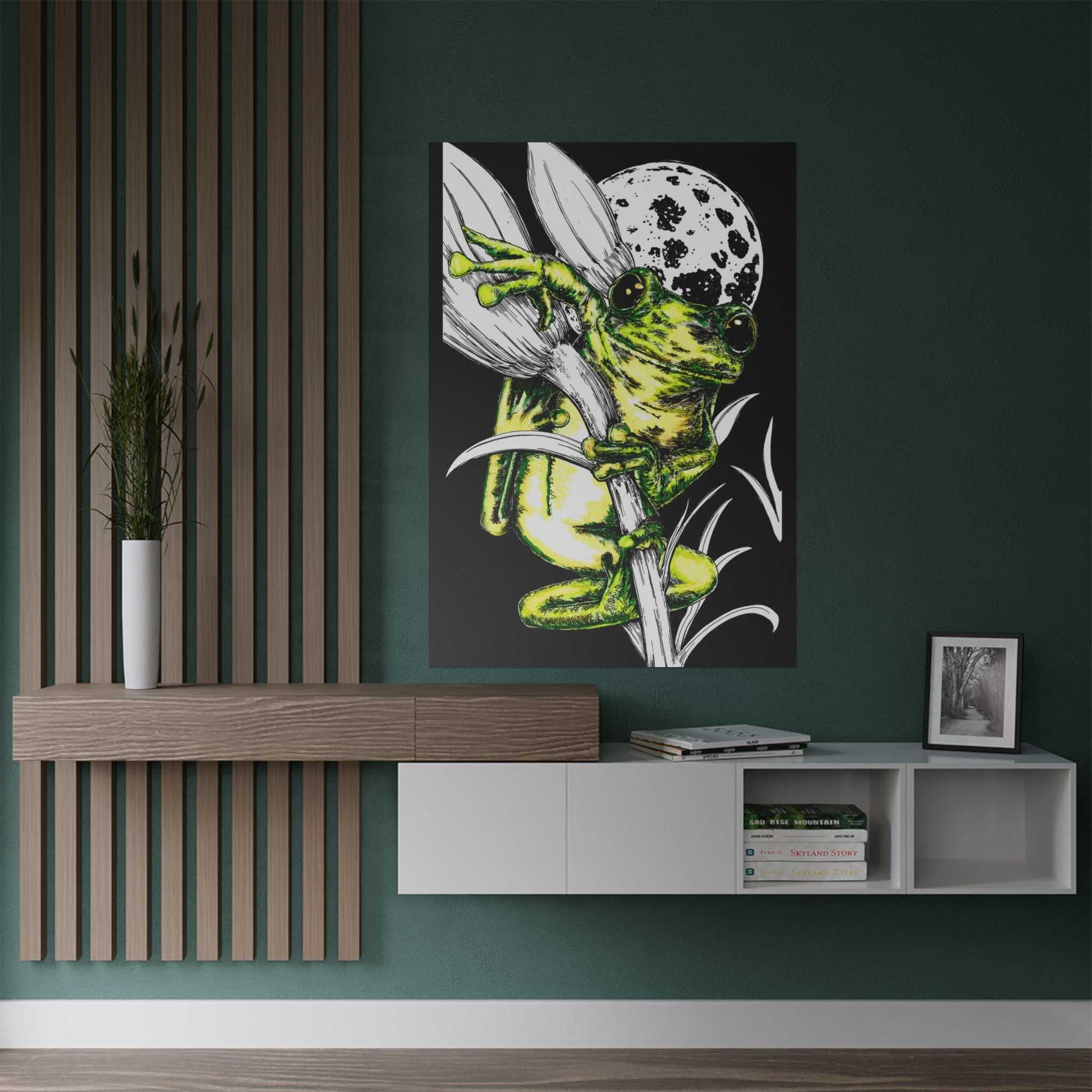 Transform your space with our Whimsical Frog Satin Poster - Vibrant Wall Art for Nature Lovers. Add a pop of color and whimsy to your home today!