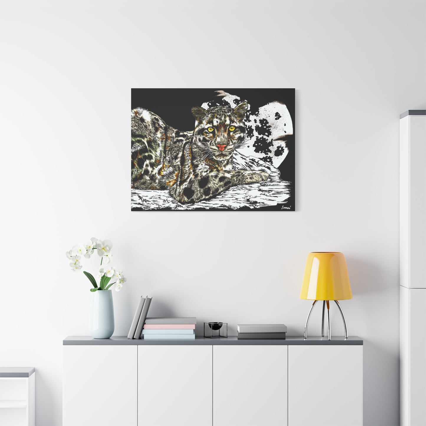 Leopard Canvas Art – Original Hand-Drawn Realistic and Detailed Big Cat Illustration printed on Matte Canvas, Stretched, 1.25"