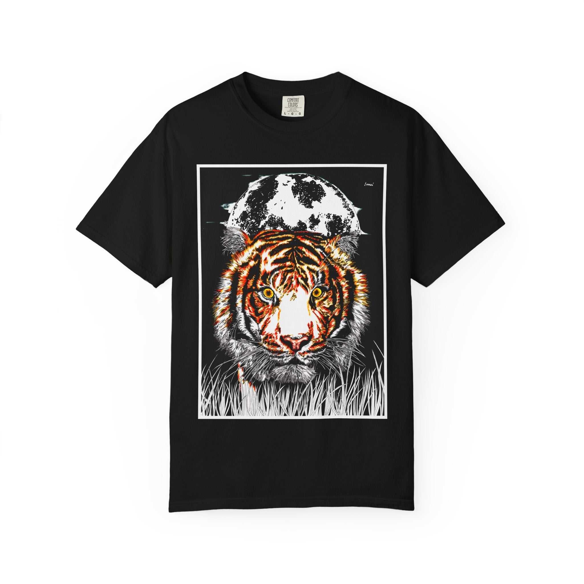 Get wild with our Tiger Garment-Dyed Graphic T-Shirt - Unisex Wild Animal Tee. Stand out in style with this unique and eye-catching tee.