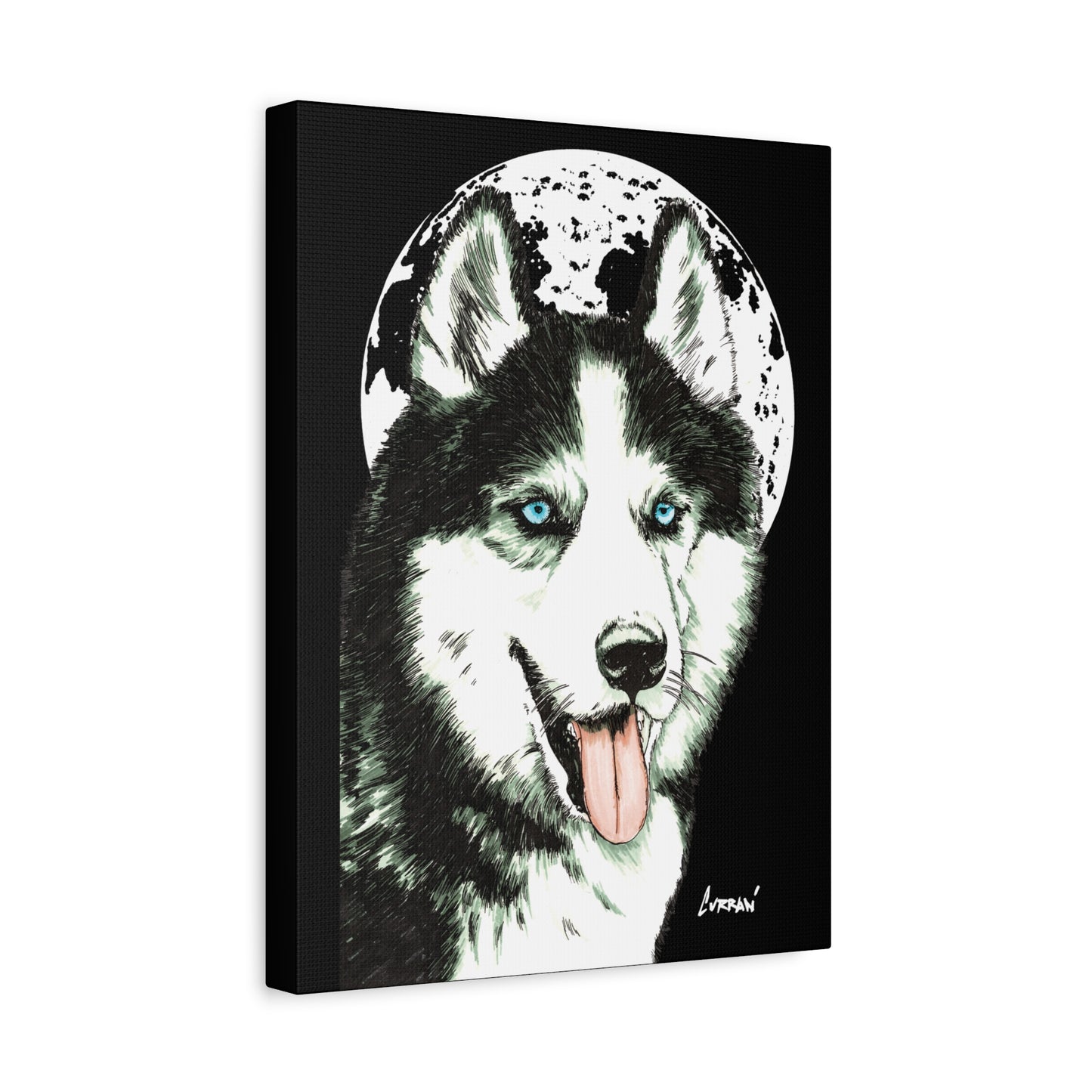 Siberian Husky Canvas Wall Art - Moonlit Dog Decor
