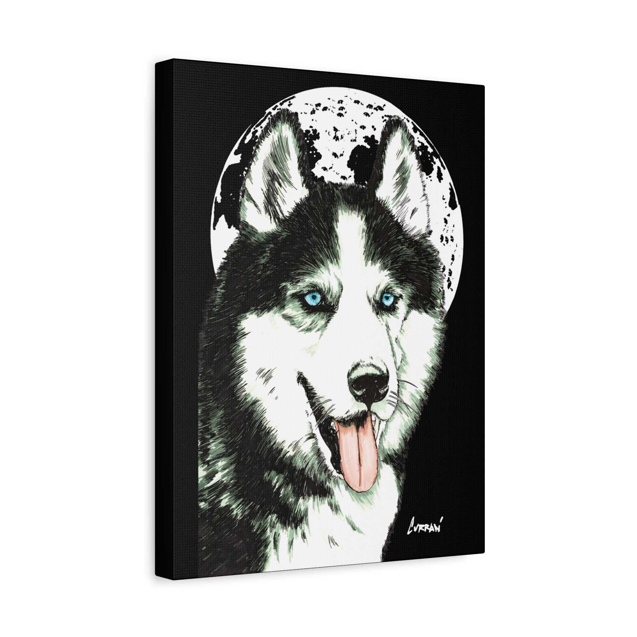 Transform your space with Siberian Husky Canvas Wall Art - Moonlit Dog Decor. Add a touch of mystery and beauty to your walls today!
