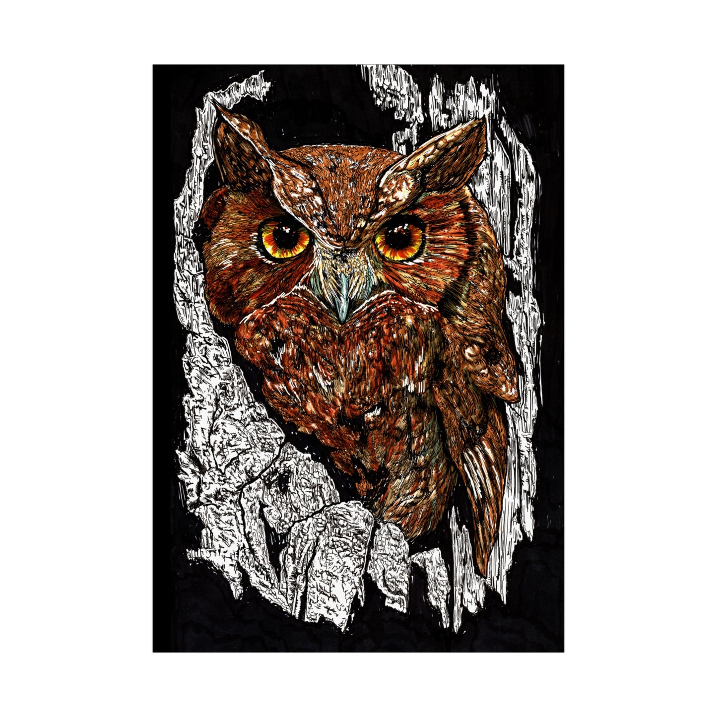 Majestic Owl Satin Poster | Home Décor Art Print | Nature Lover Gift