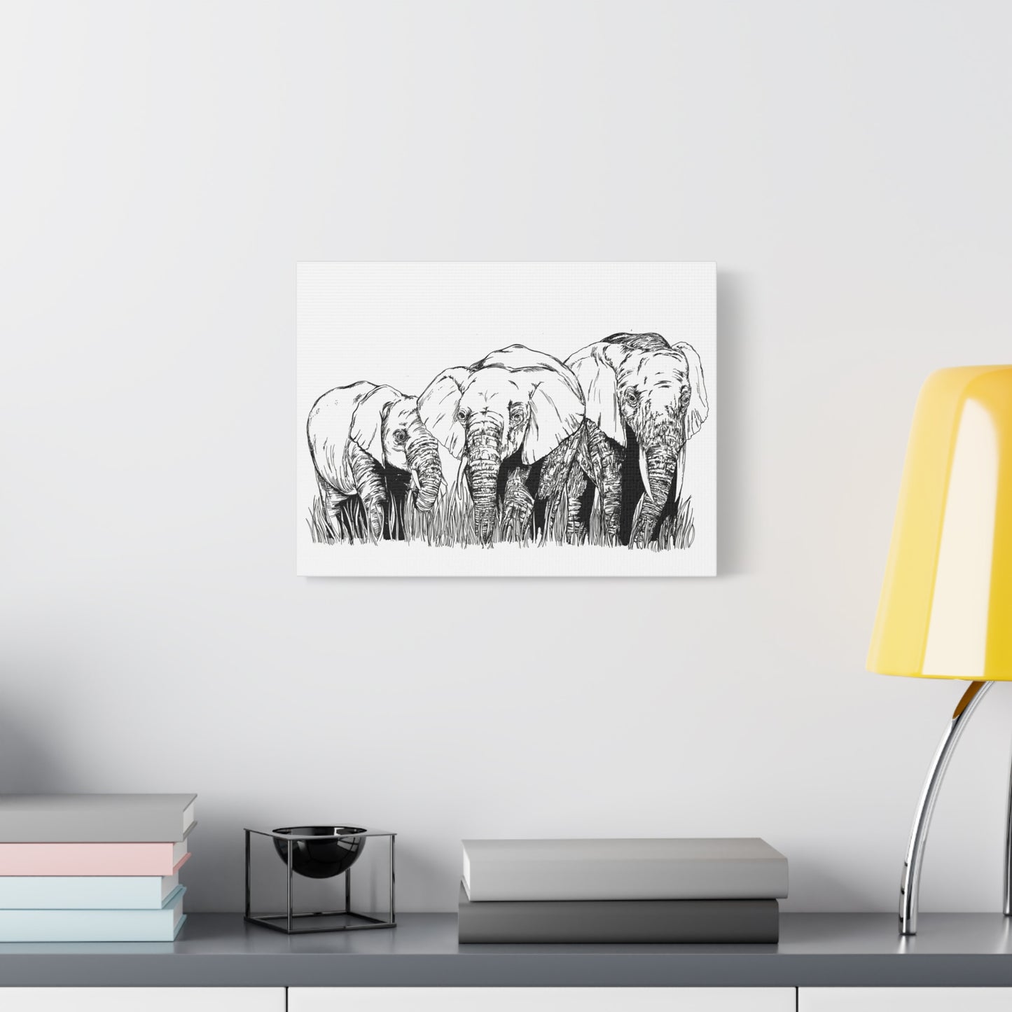 Elephant Family Art – Original Hand-Drawn Unique,