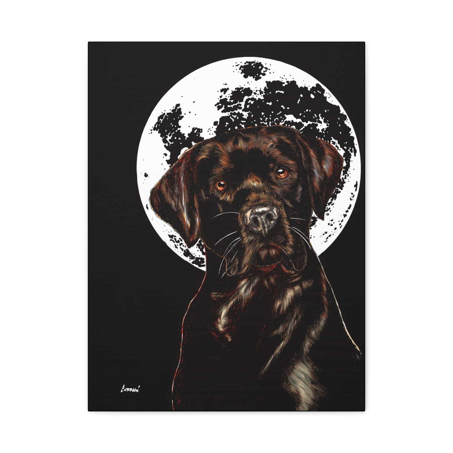 Chocolate Lab in Moonlight Wall Art Print of the Original