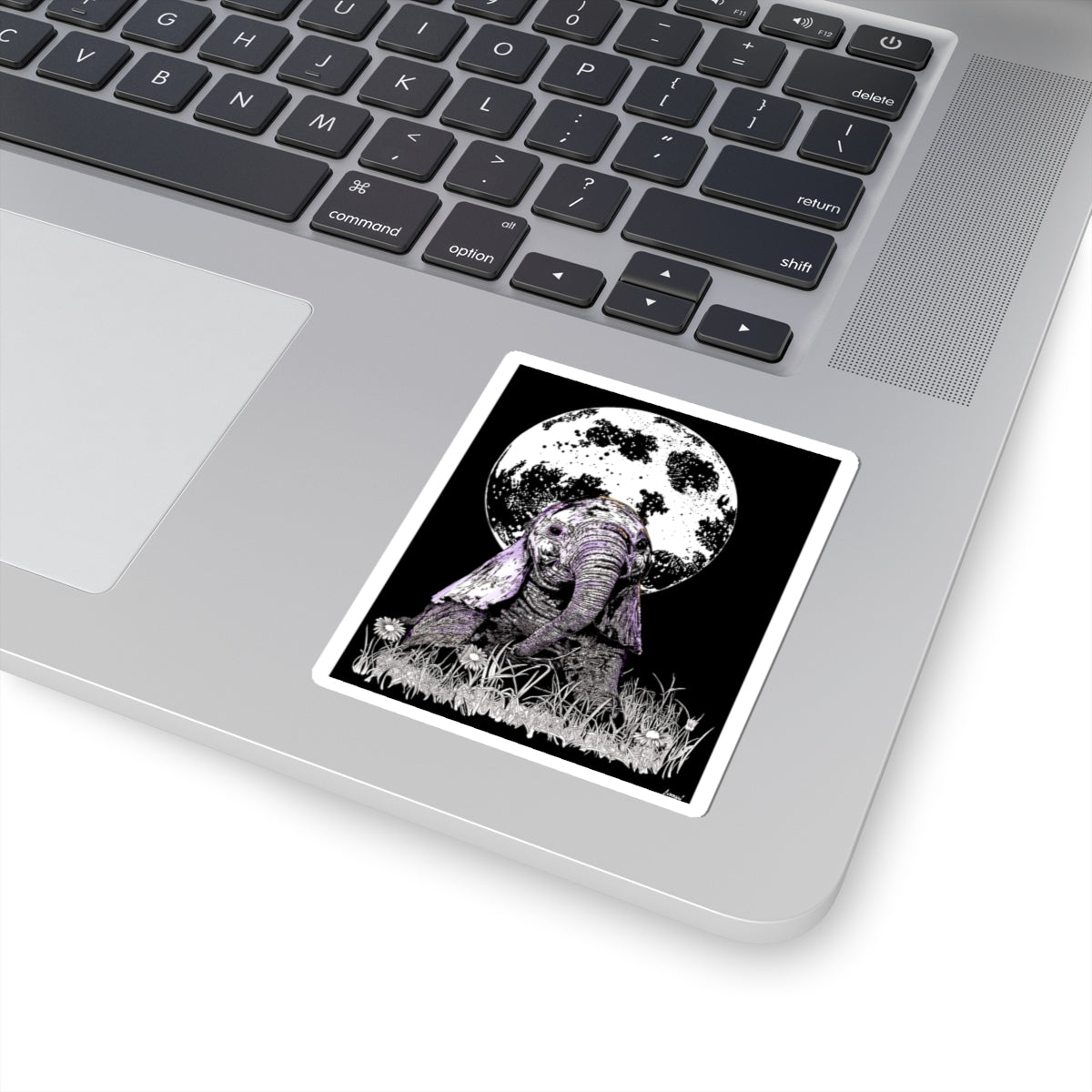 Whimsical Baby Elephant Kiss-Cut Stickers - Moonlit Design for Nature Lovers