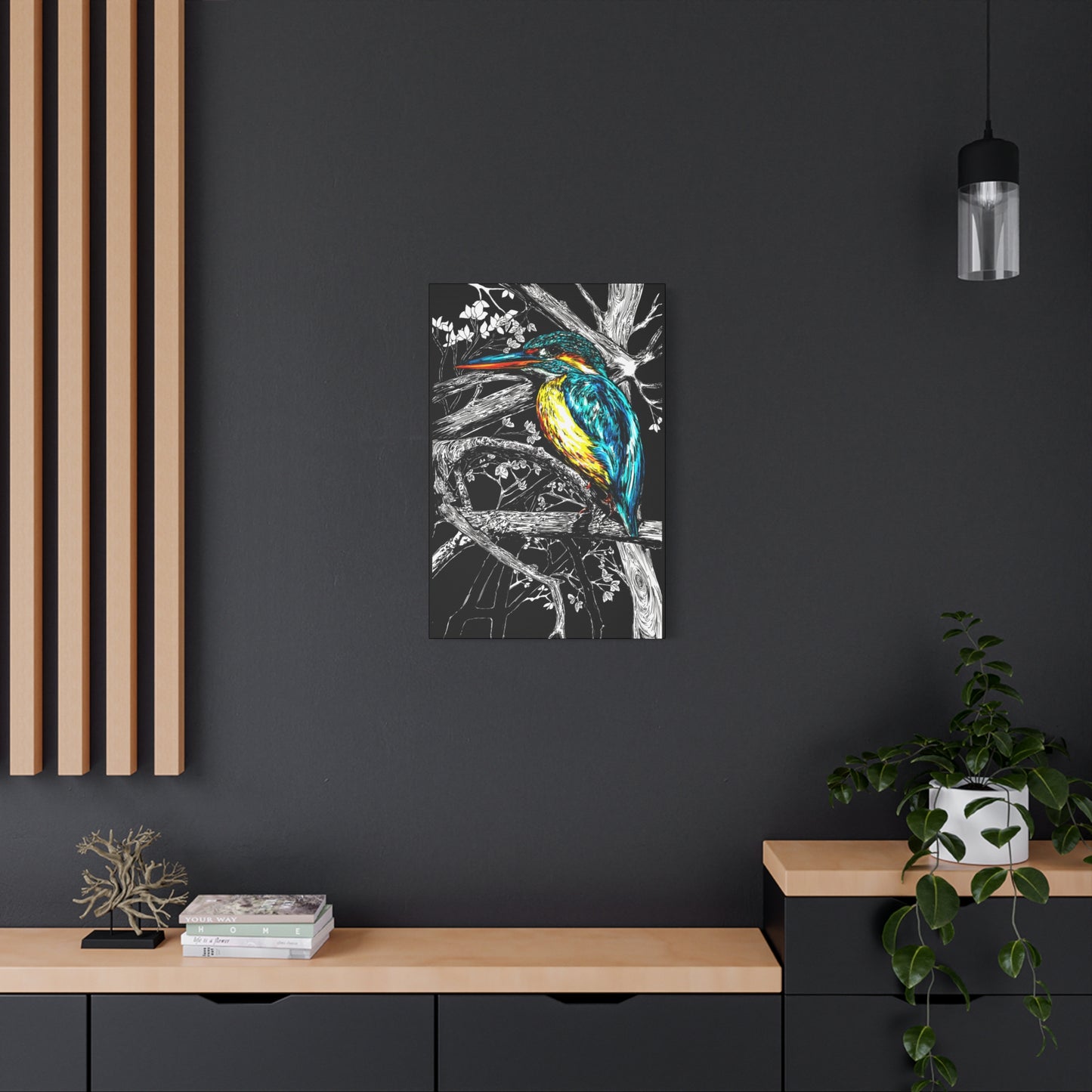 Kingfisher Bird Wall Art Print of the Original, hand drawn