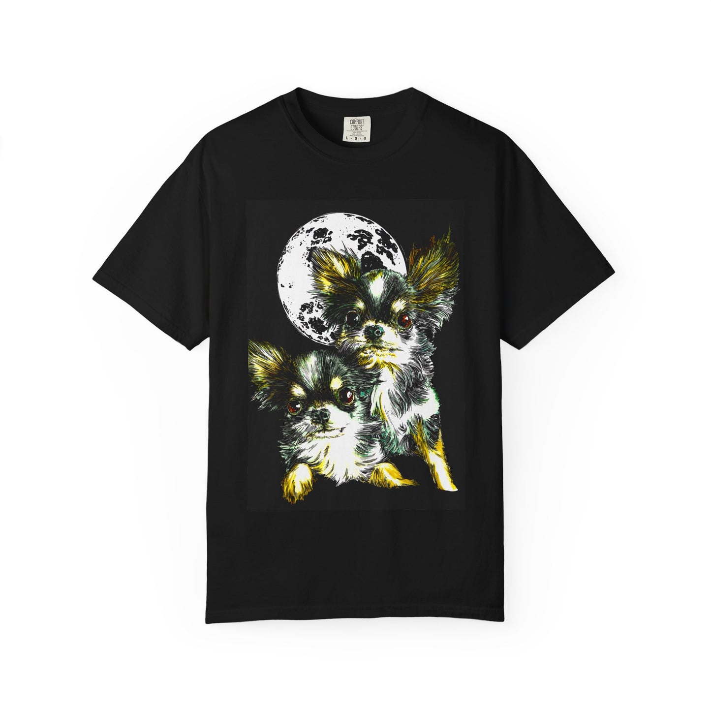 Cute Chihuahua Moon Night Unisex Garment-Dyed T-Shirt