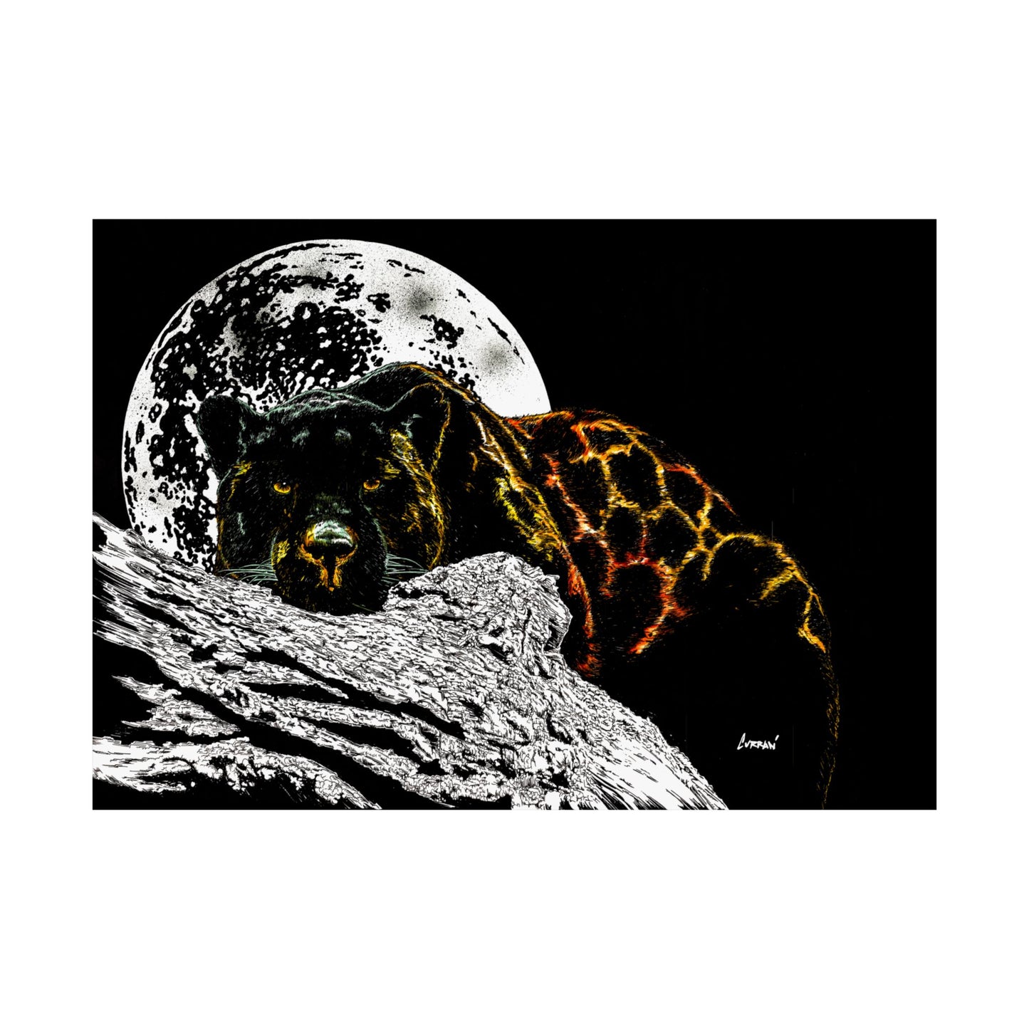 Majestic Bear Satin Poster - Night Moon Art Print (300gsm)