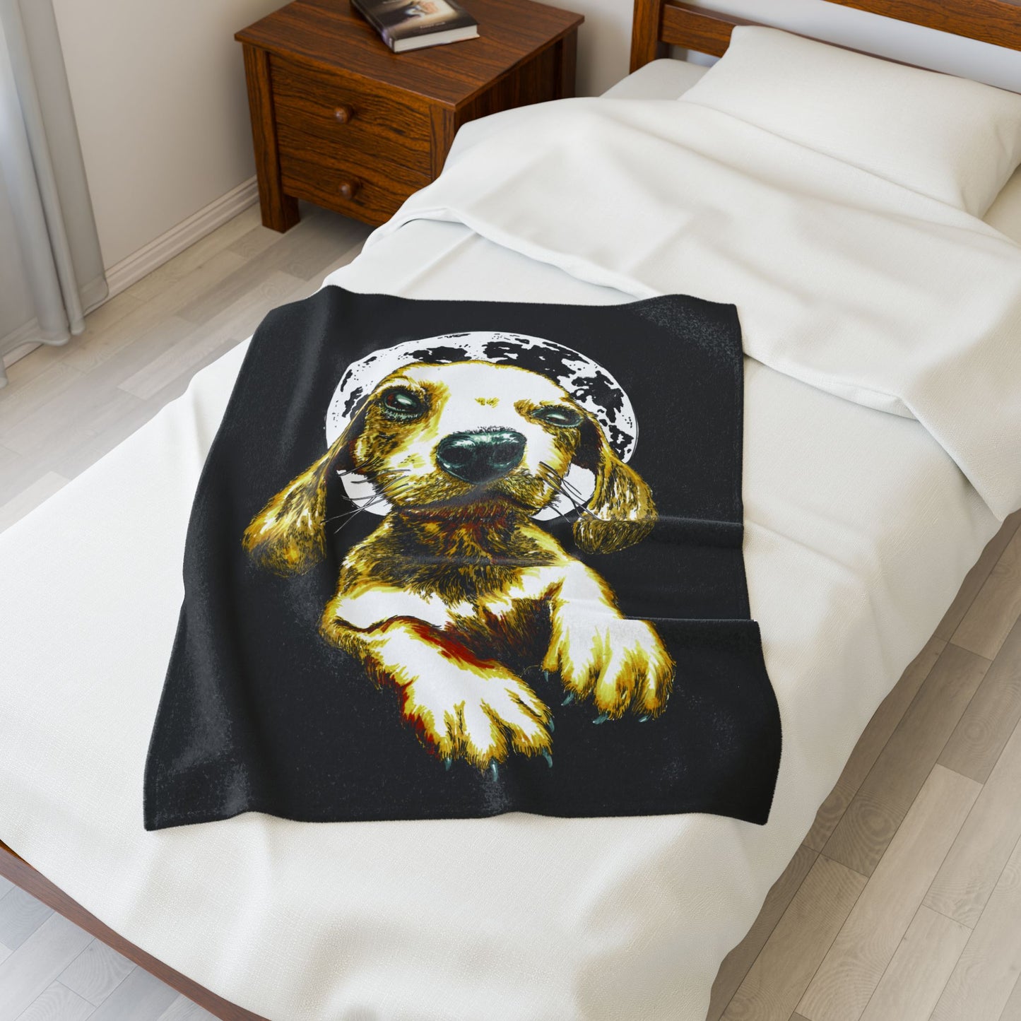 Cozy Velveteen Plush Blanket Adorable Dog Art for Pet Lovers