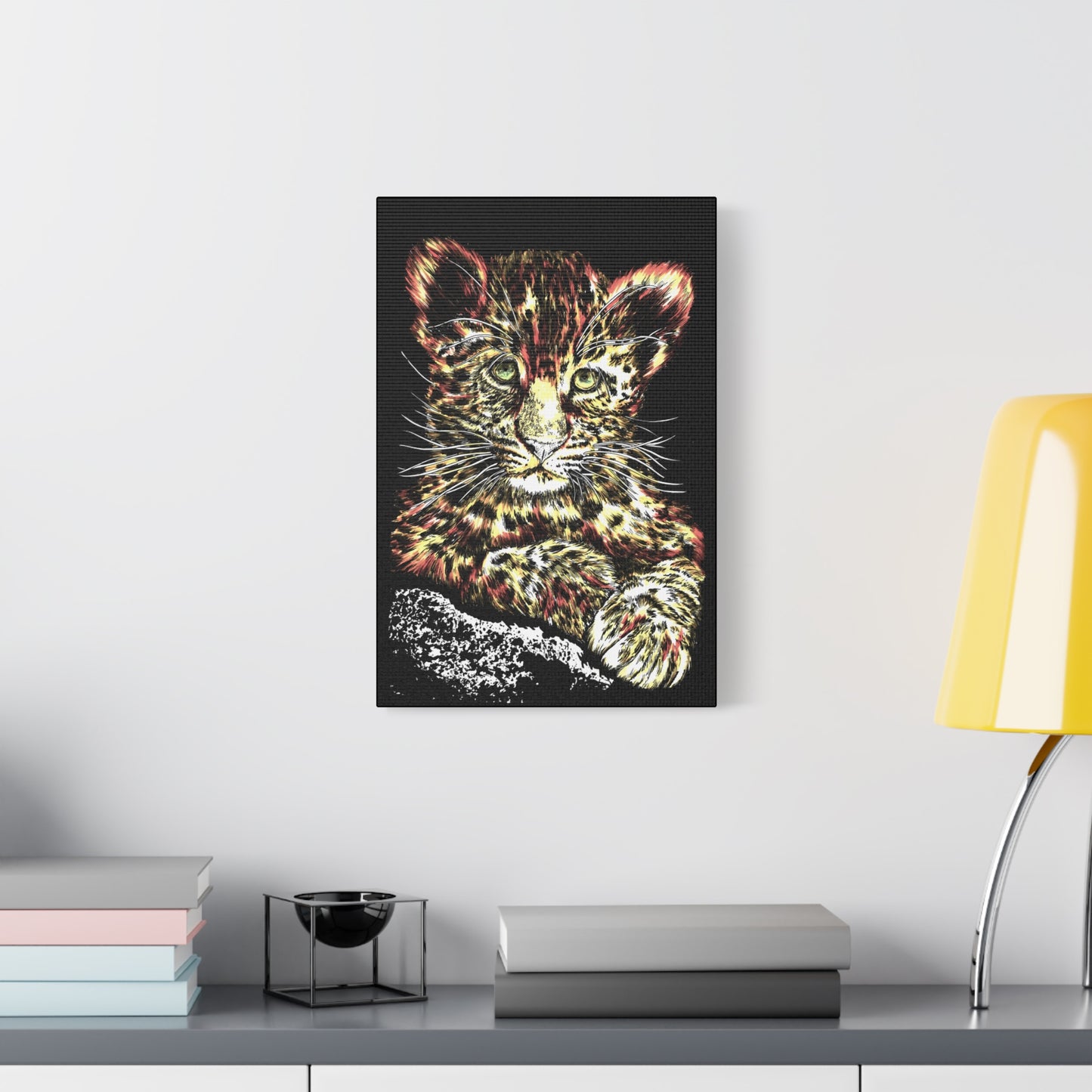 Leopard Cub Wall Art Print of the Original, hand drawn wall art of a Leopard Cub
