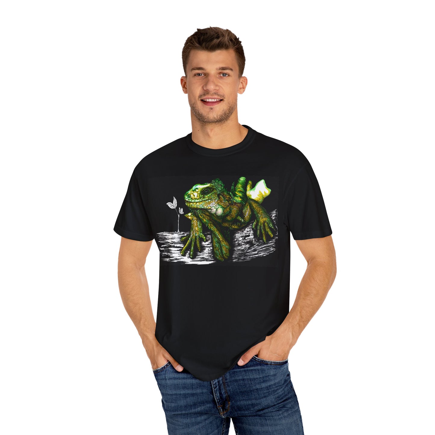 Iguana Unisex T-shirt - Hand Painted Art Design