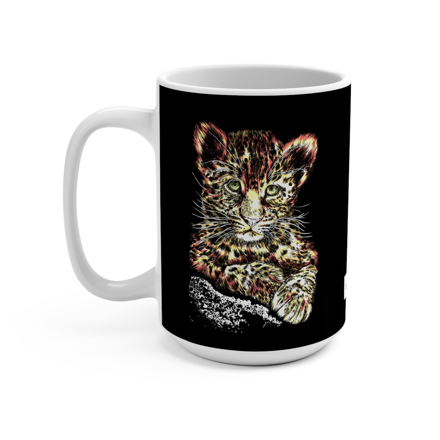 Leopard Cub 15oz Mug - Artistic Wildlife Design