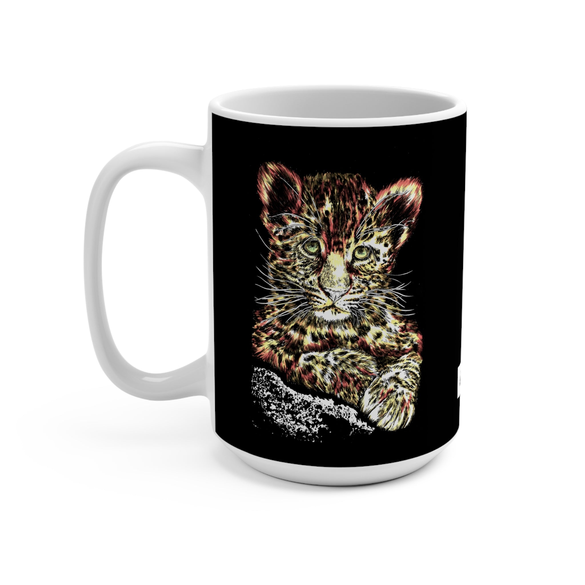 Leopard Cub 15oz Mug - Artistic Wildlife Design