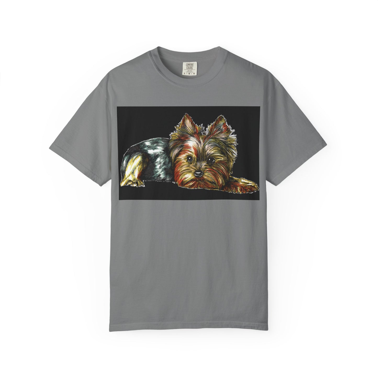 Yorkie Terrier Unisex Garment-Dyed T-Shirt – Original Hand-Drawn Art