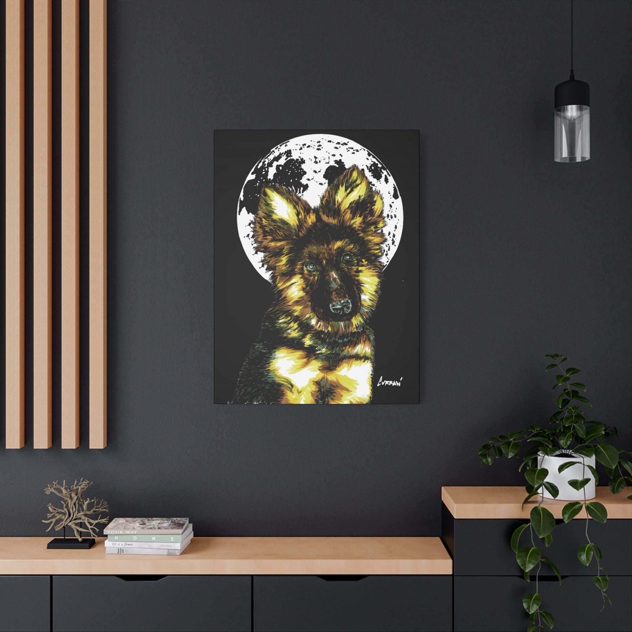 German Shepherd Puppy Print, Hand-Drawn Dog Art,