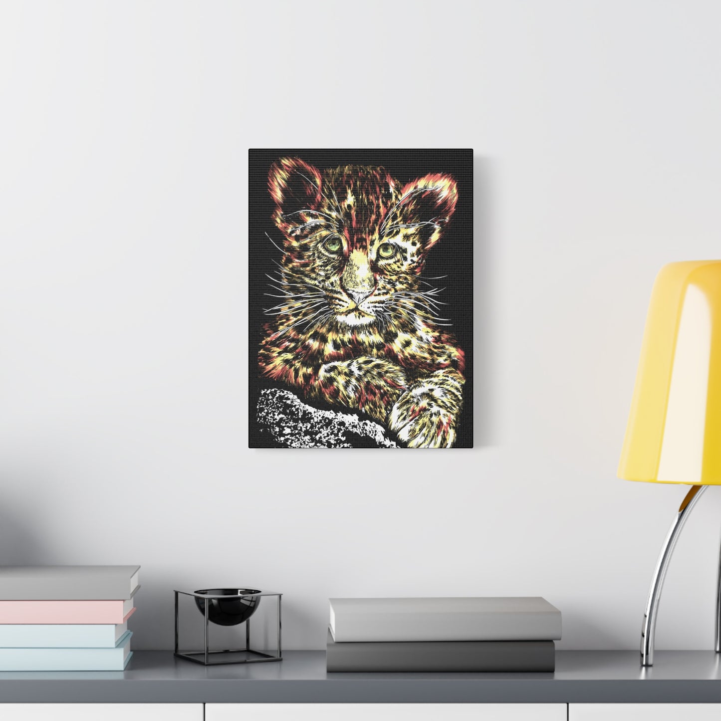Leopard Cub Wall Art Print of the Original, hand drawn wall art of a Leopard Cub