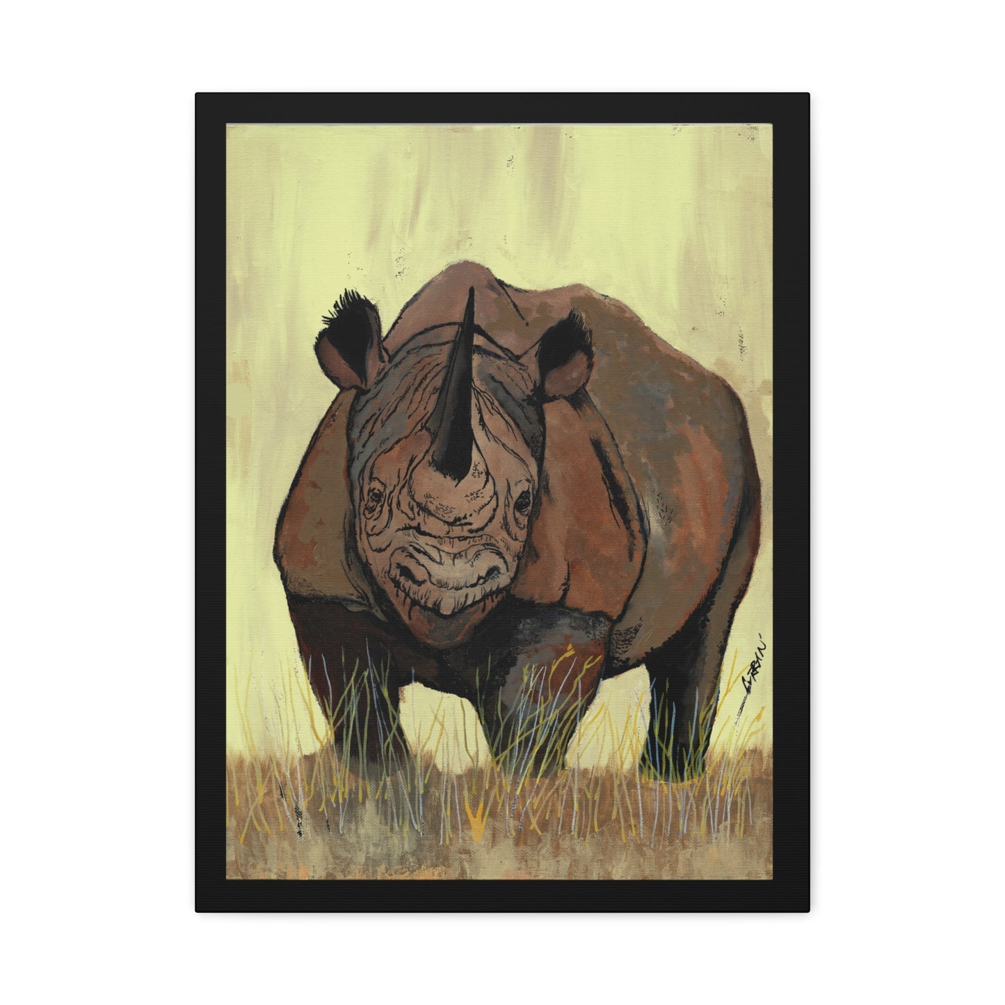 Rhino Wall Art Print of the Original, hand drawn wall art of a Rhino