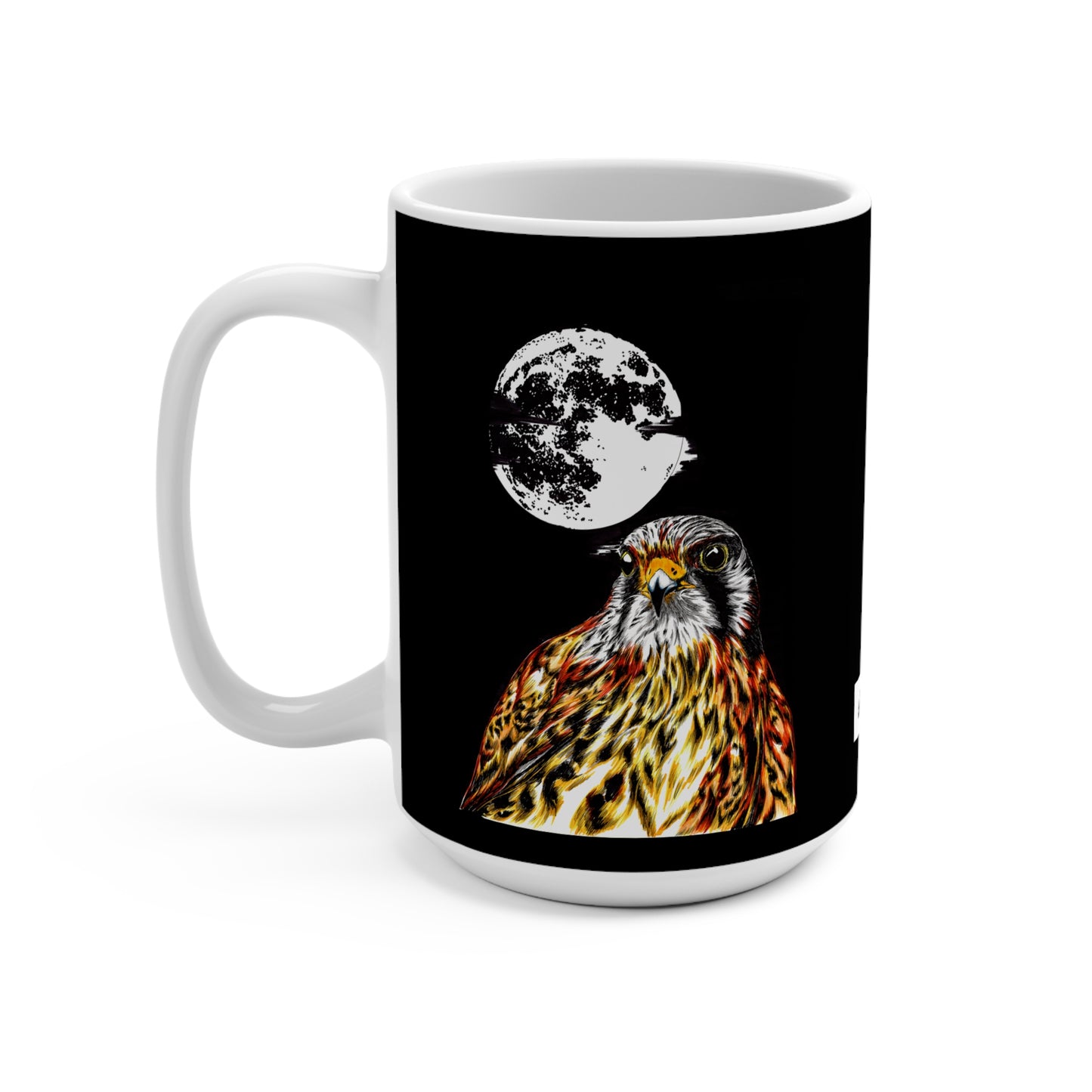 Detailed Falcon Mug - 15oz Black Coffee Cup or Nature Lovers