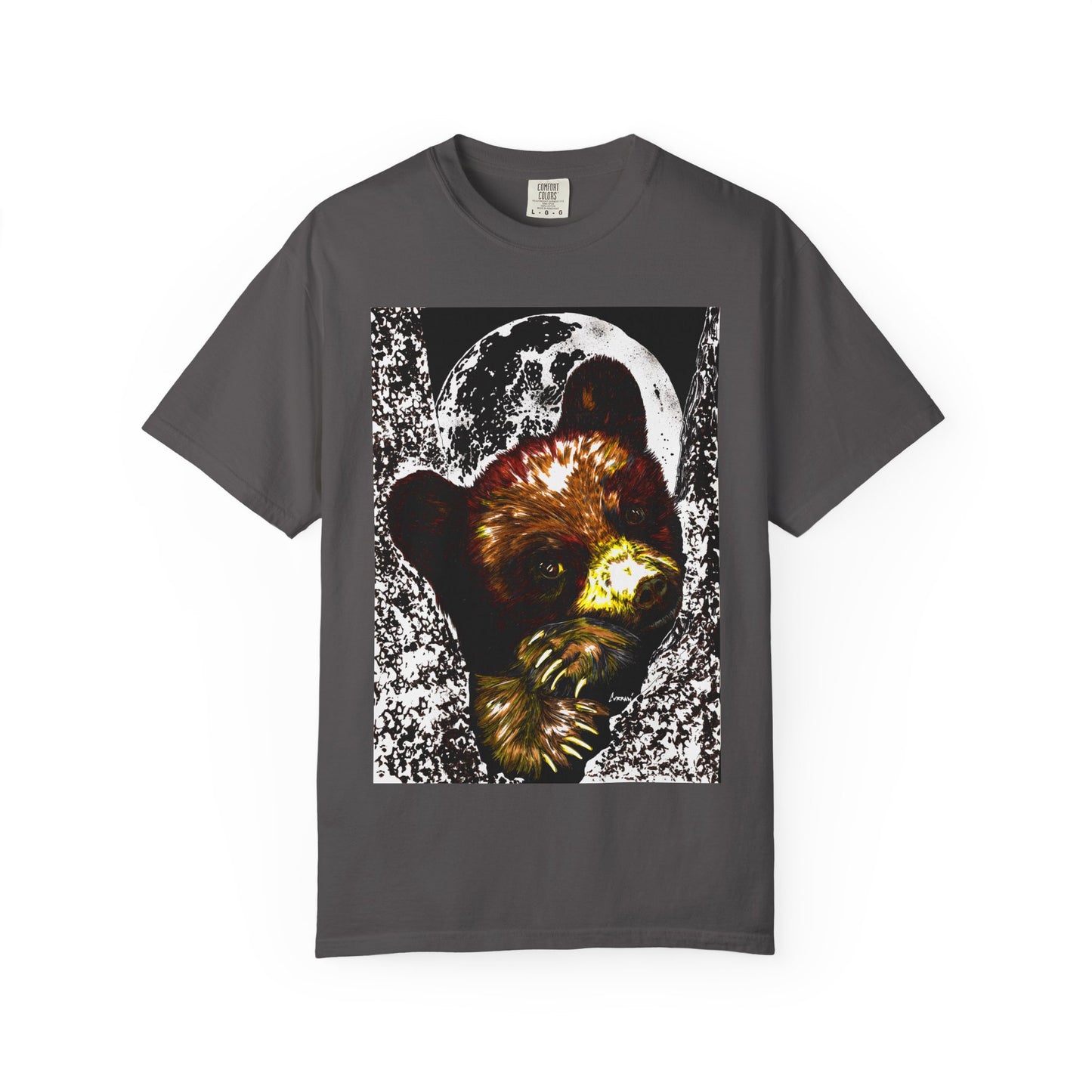 Moonlit Brown Bear Cub Unisex Garment-Dyed T-Shirt | Nature-Inspired Apparel