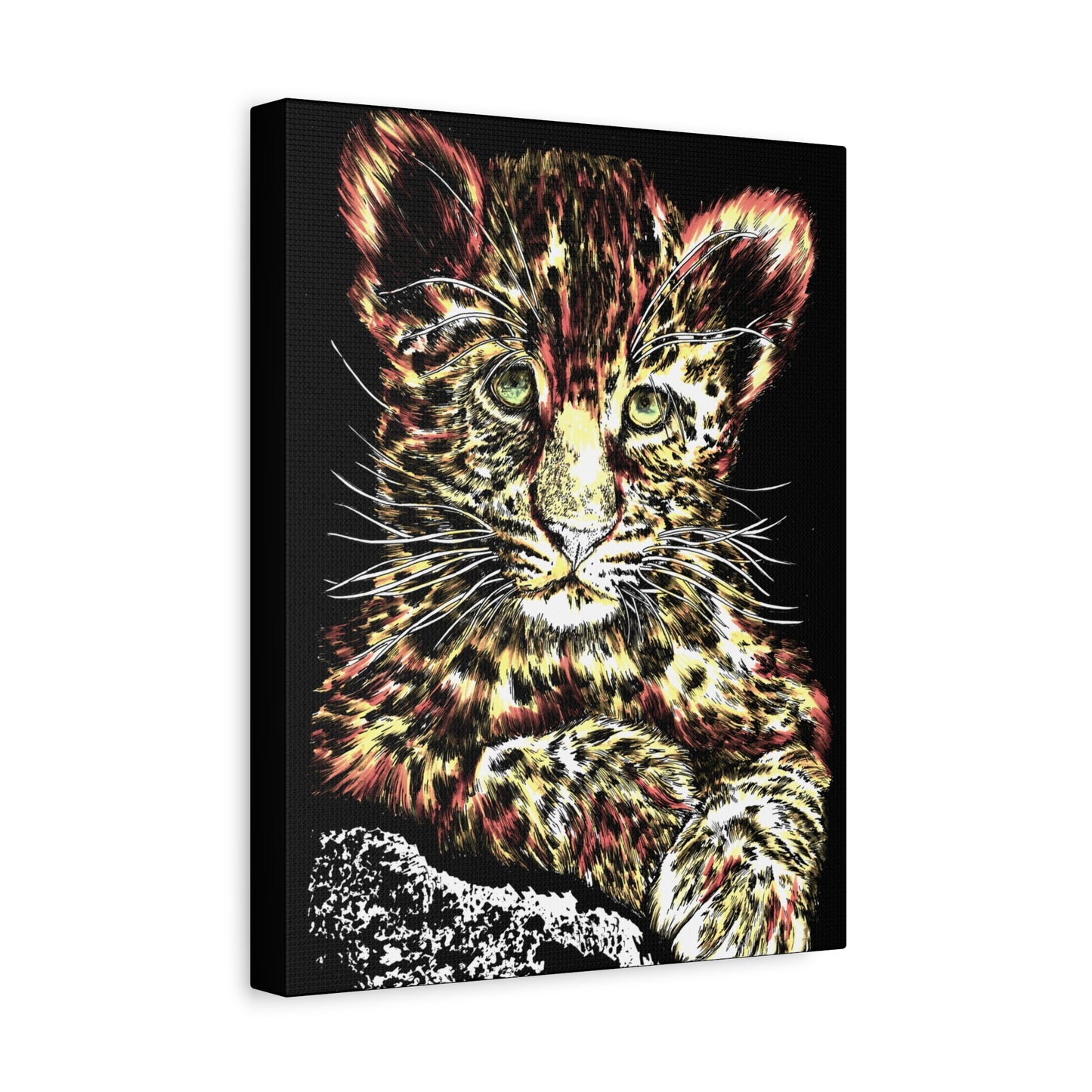Leopard Cub Wall Art Print of the Original, hand drawn wall art of a Leopard Cub