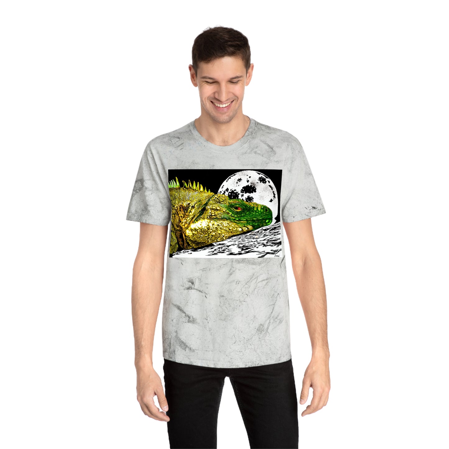 Reptile Moonlight T Shirt Hand Drawn Color Blast Design