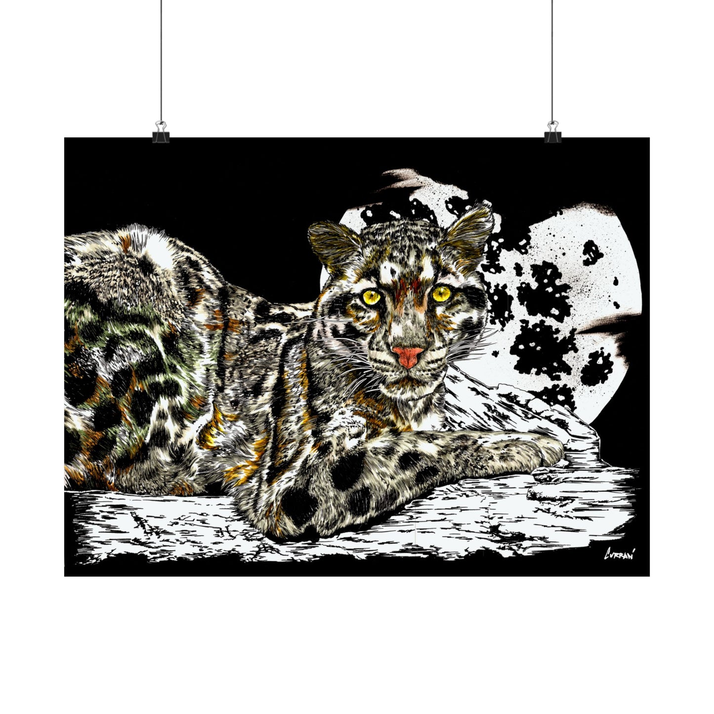 Majestic Snow Leopard Satin Poster – 300gsm Art Print for Wildlife Lovers
