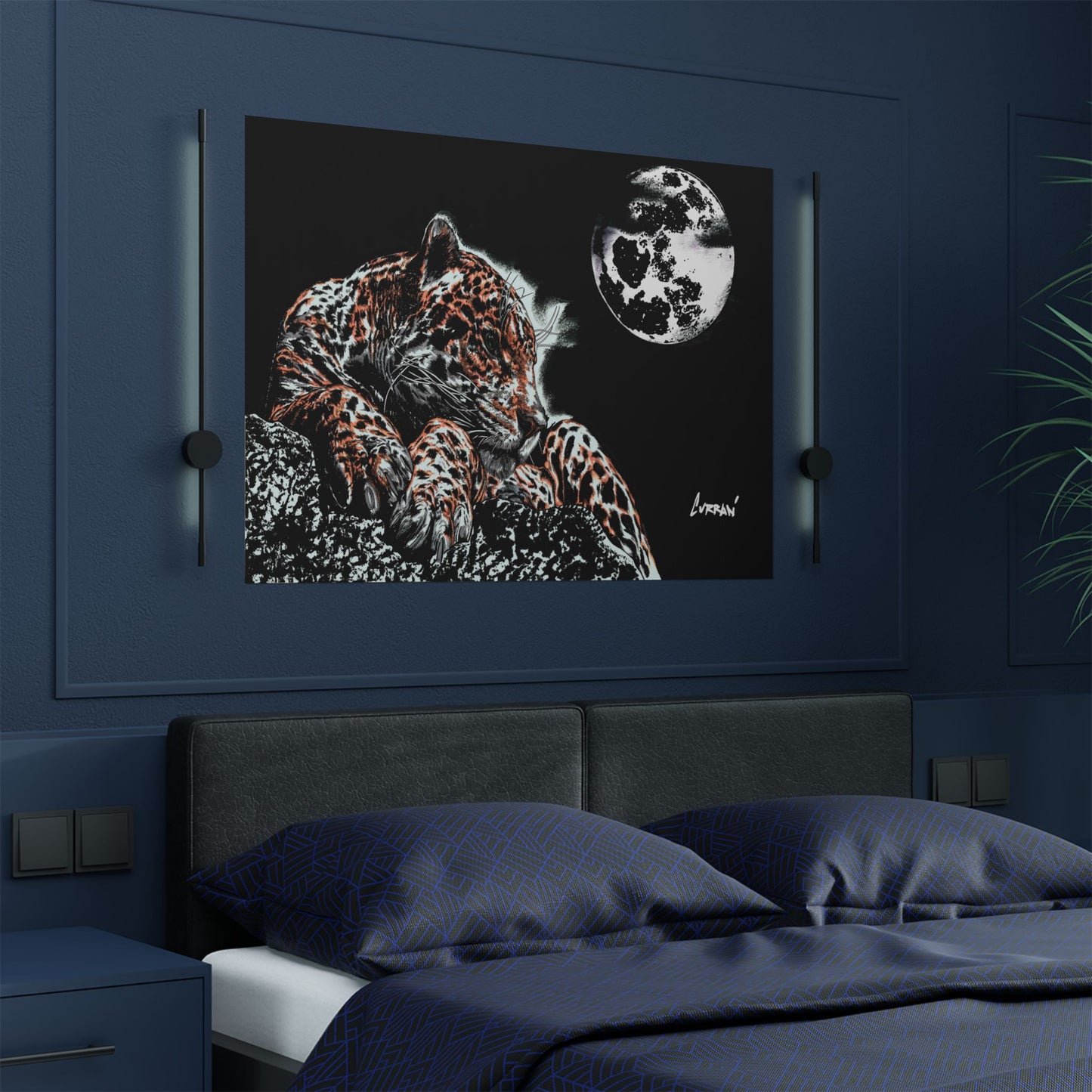 Majestic Leopard Satin Poster (300gsm) - Moonlit Wildlife Art