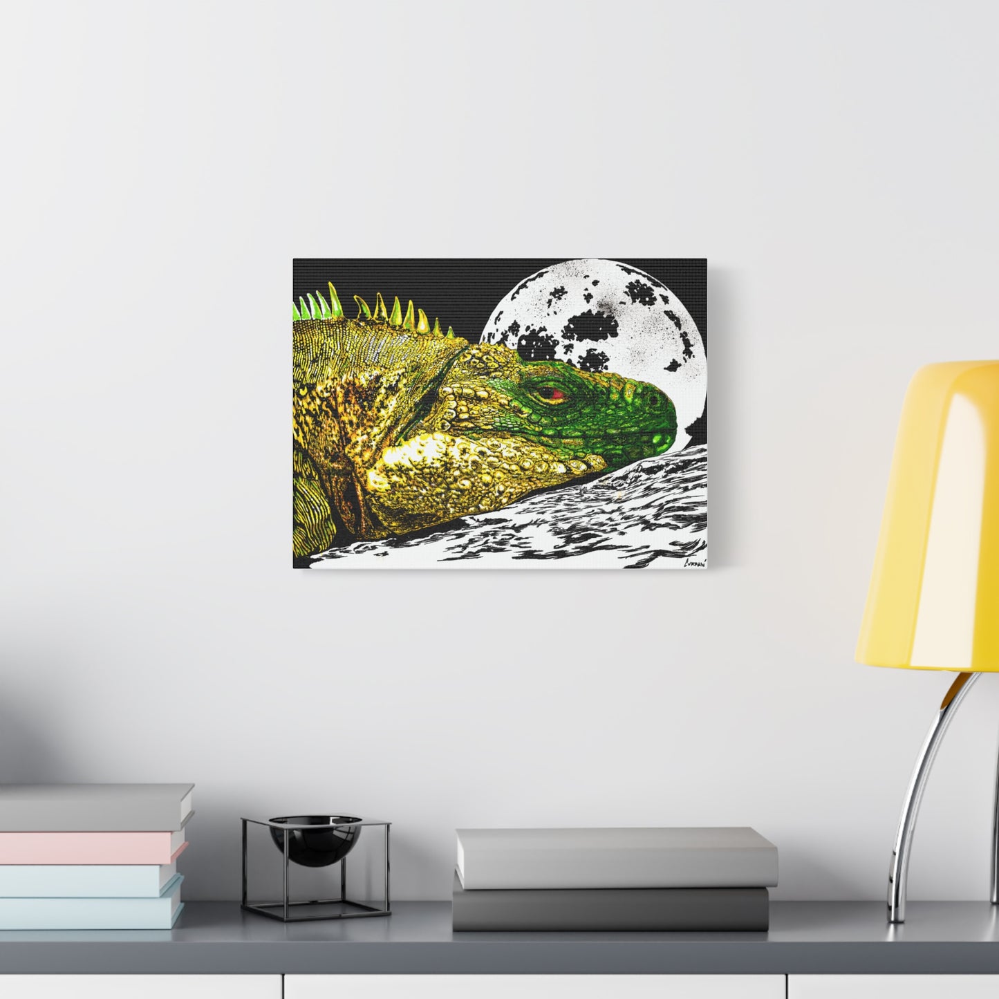Reptile Art Print, Print of my Original hand drawn art printed on stretched canvas of a Reptile