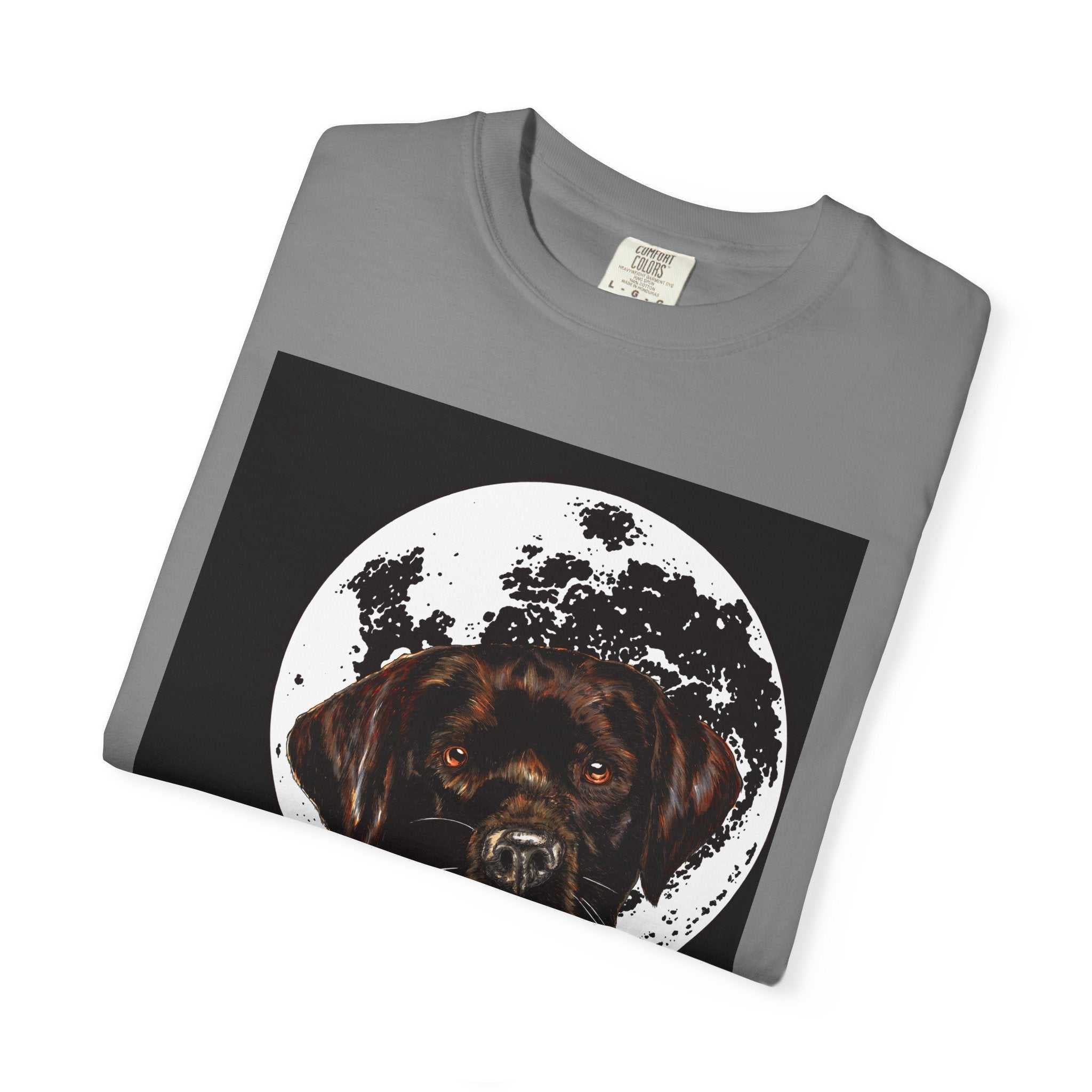 Moonlit Chocolate Lab Unisex Garment-Dyed T-Shirt