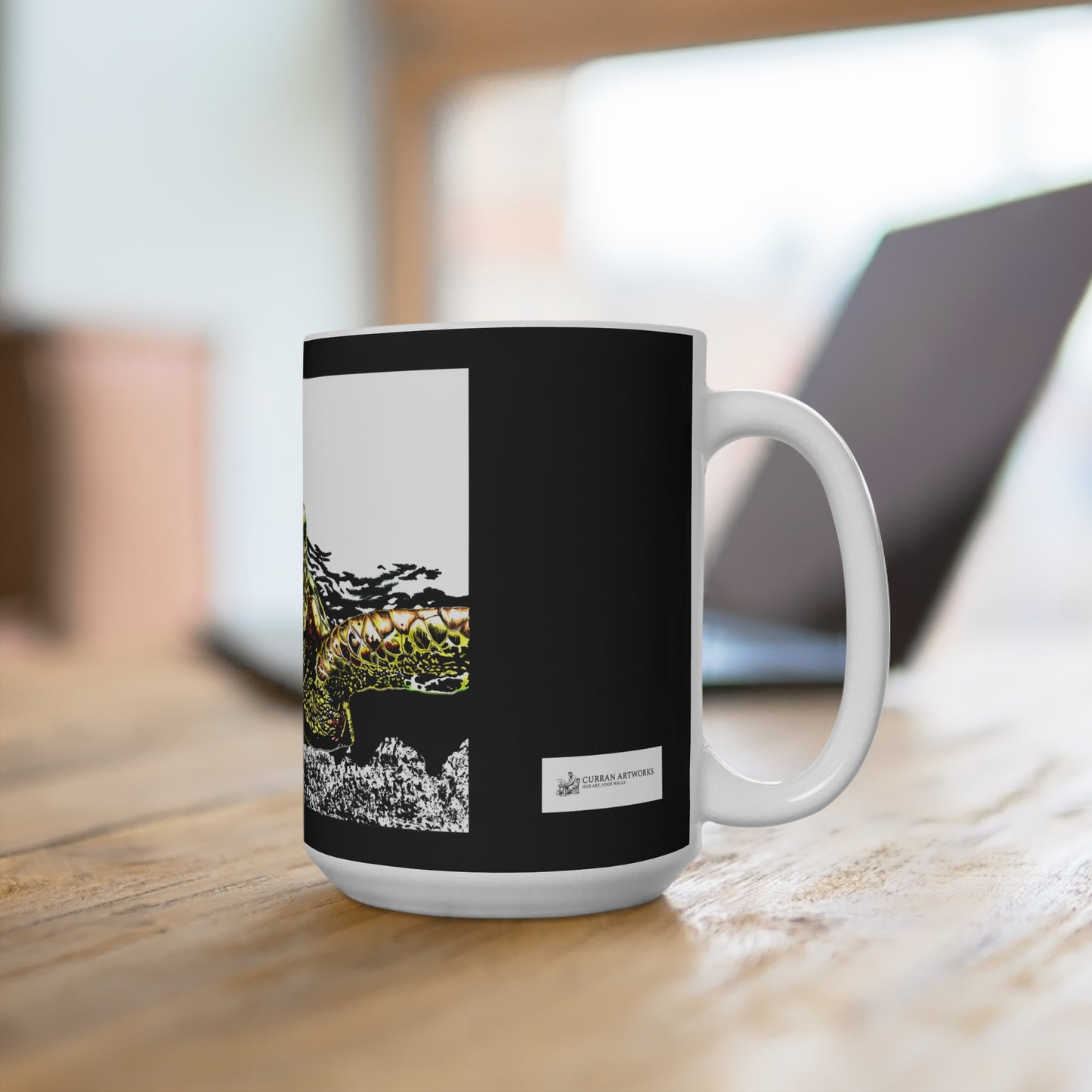 Ocean-Inspired Turtle Mug - 15oz Ceramic Coffee Cup for Nature Lovers