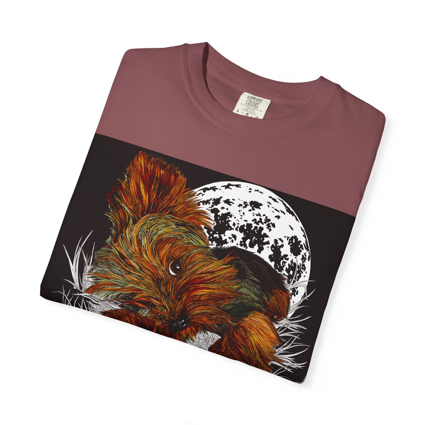 Yorkie Terrier Unisex Garment-Dyed T-Shirt – Original Hand-Drawn Art