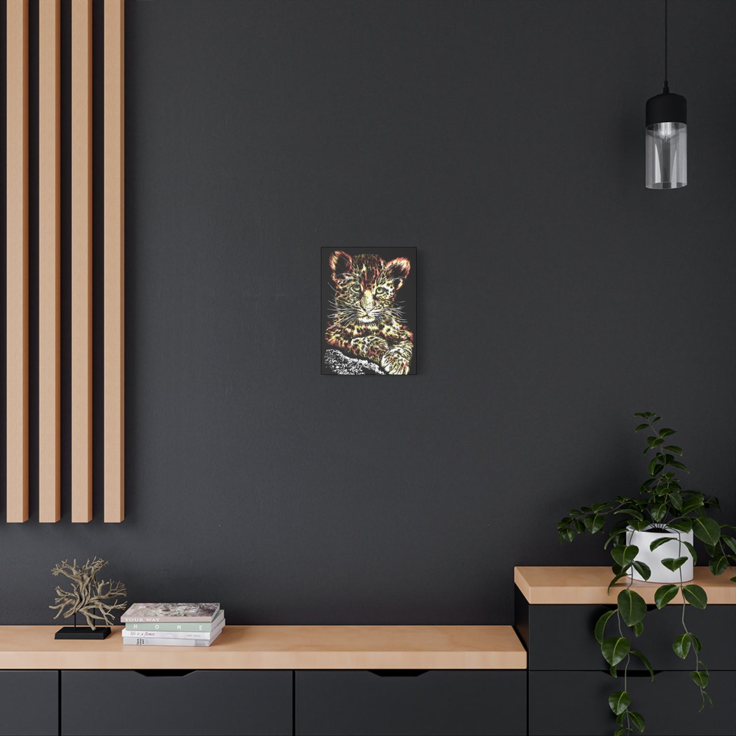 Leopard Cub Wall Art Print of the Original, hand drawn wall art of a Leopard Cub