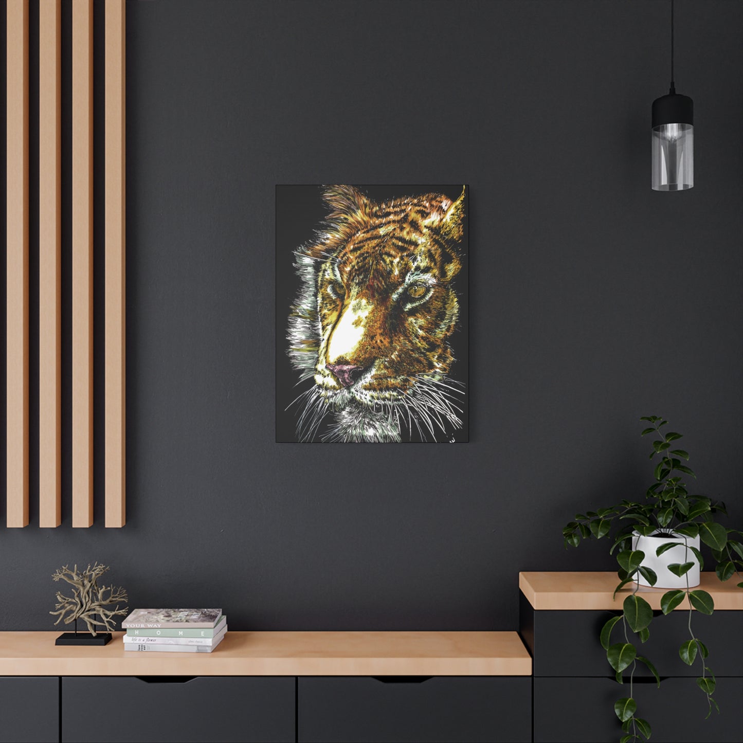 Tiger Wall Art Canvas Print of the Original, hand drawn wall art of a Tiger
