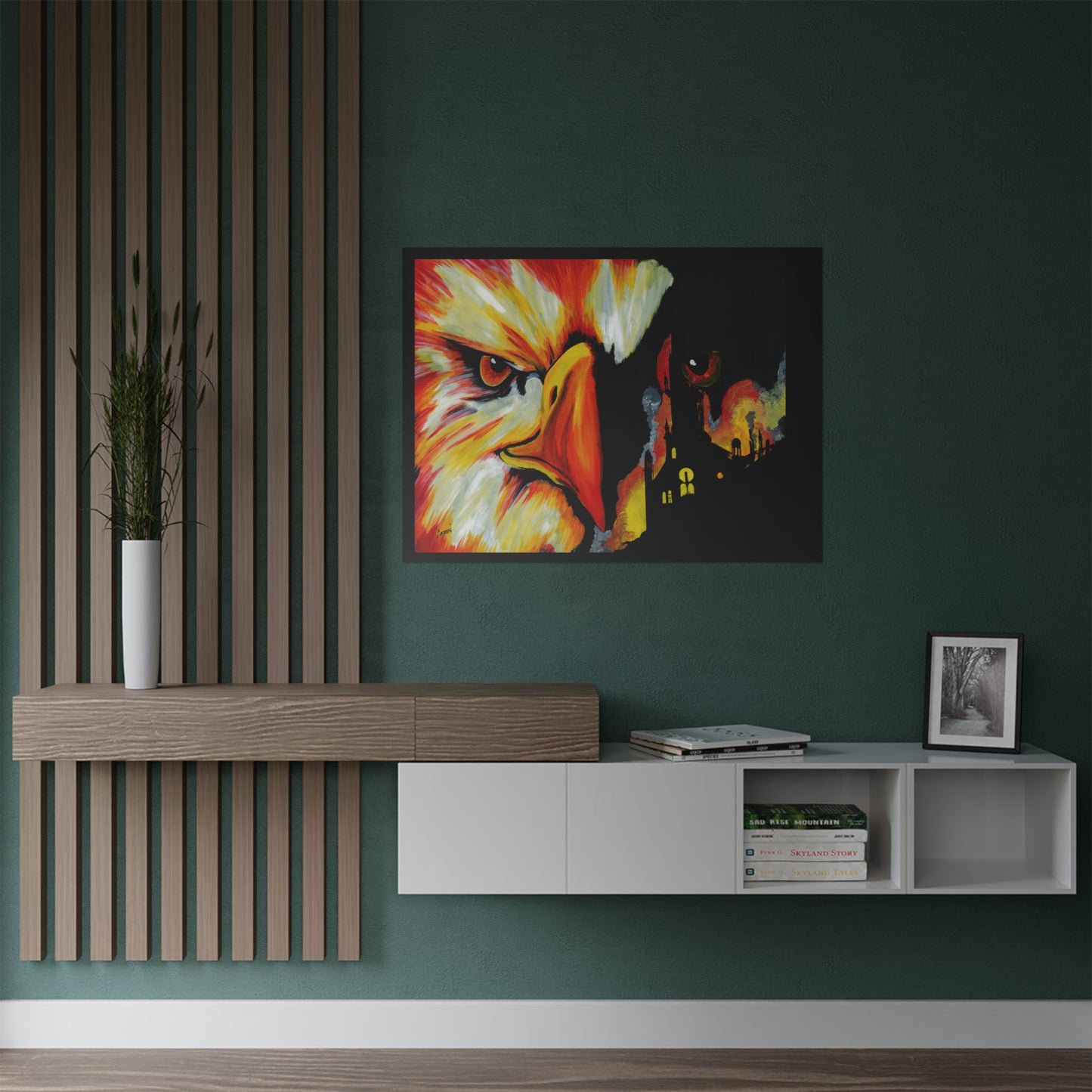 Phoenix Vibrant Satin Poster - Fierce Eagle Artwork