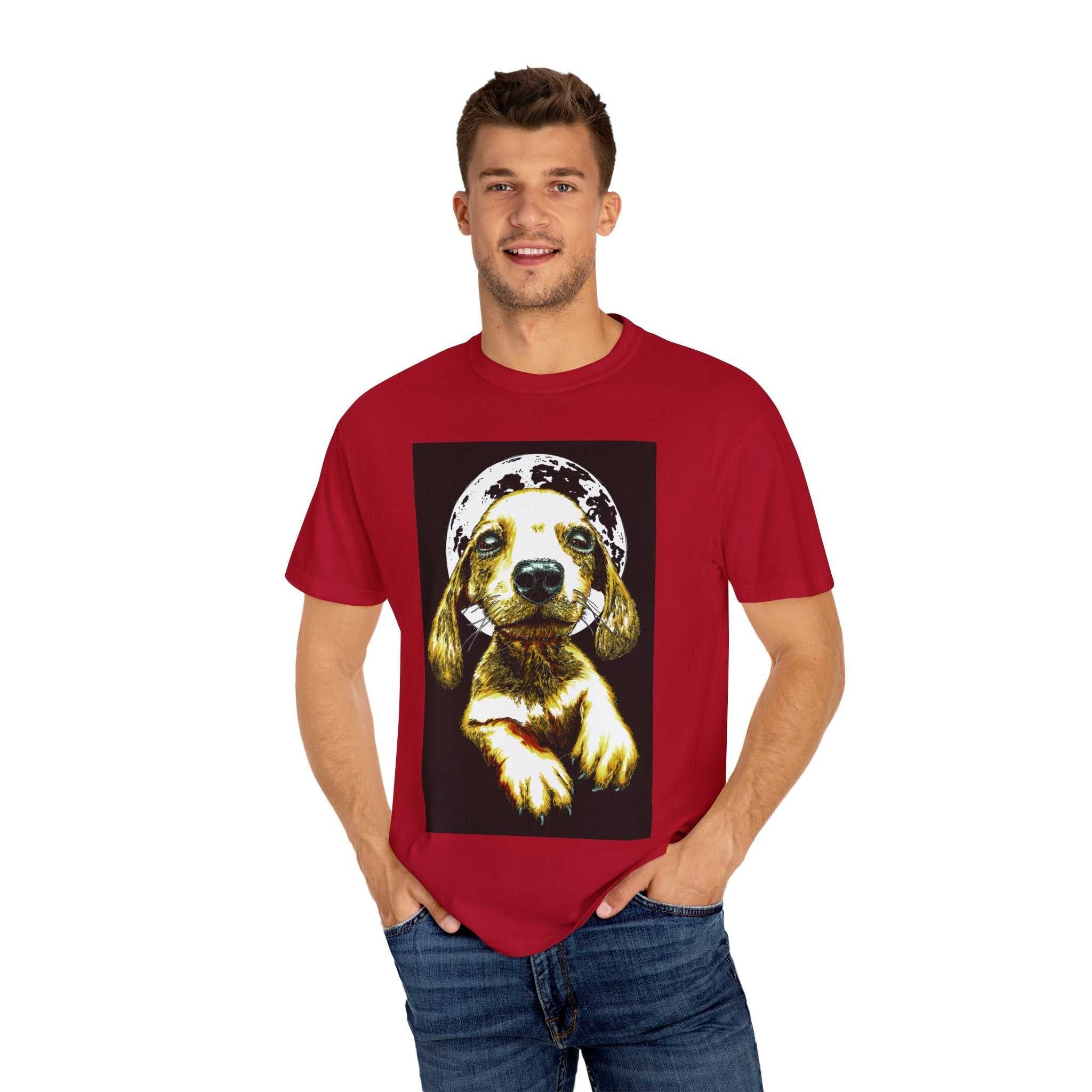 Unisex Garment-Dyed T-Shirt, Original Hand-Painted Puppy Art