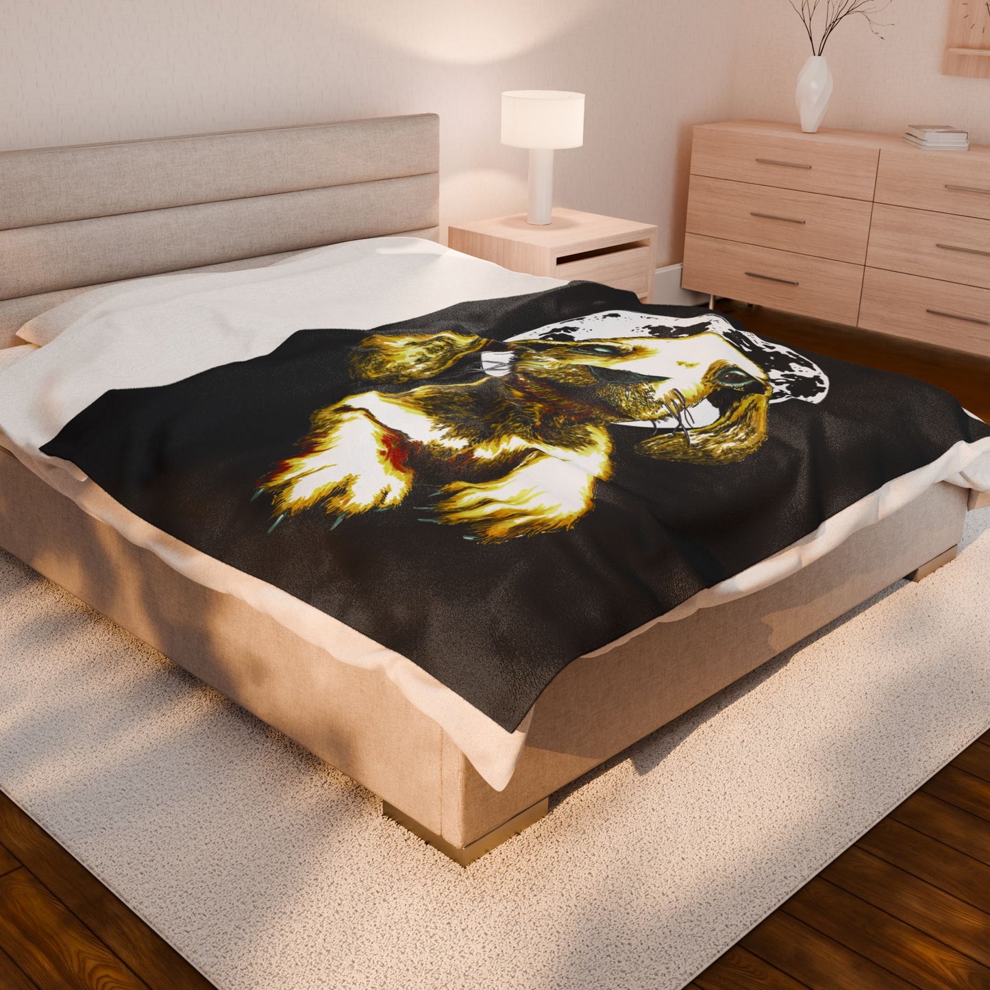 Cozy Velveteen Plush Blanket Adorable Dog Art for Pet Lovers