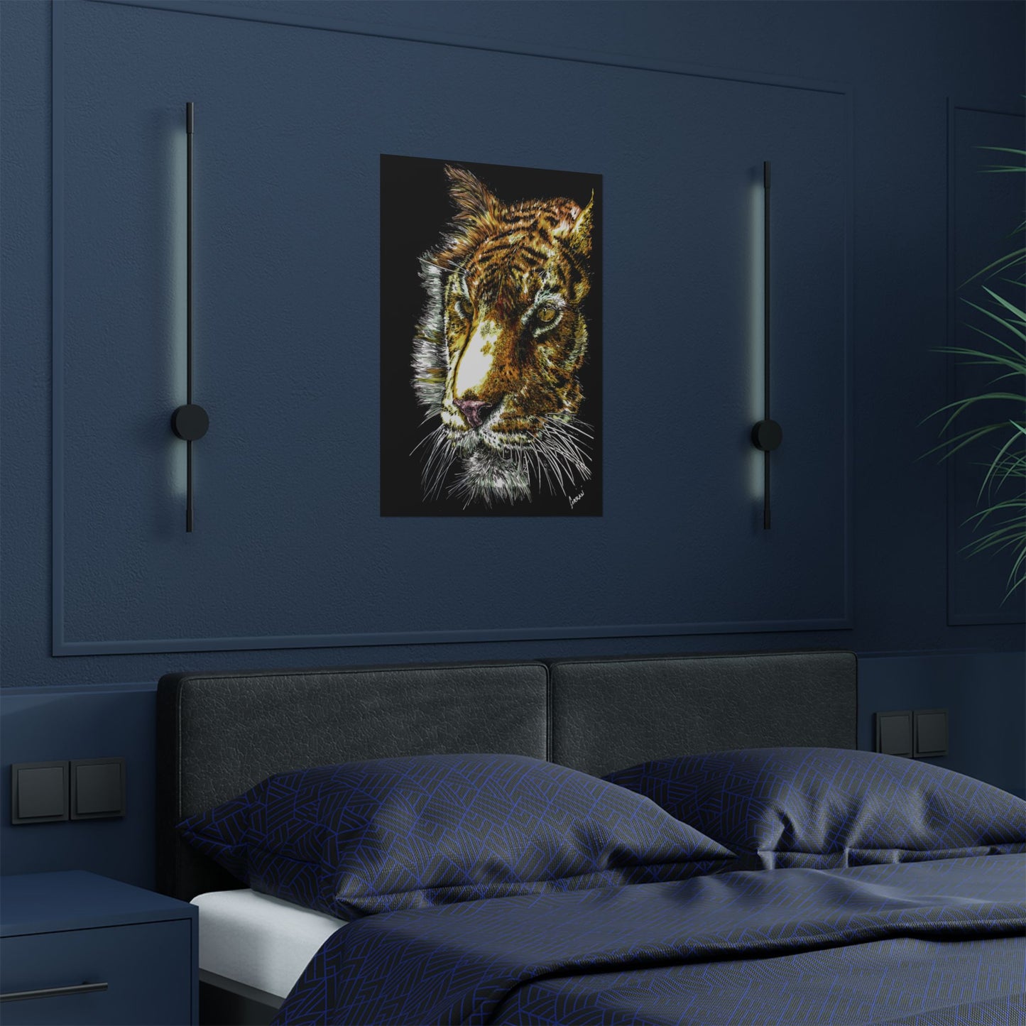 Majestic Tiger Satin Poster (300gsm) - Vibrant Wildlife Wall Art for Home Decor