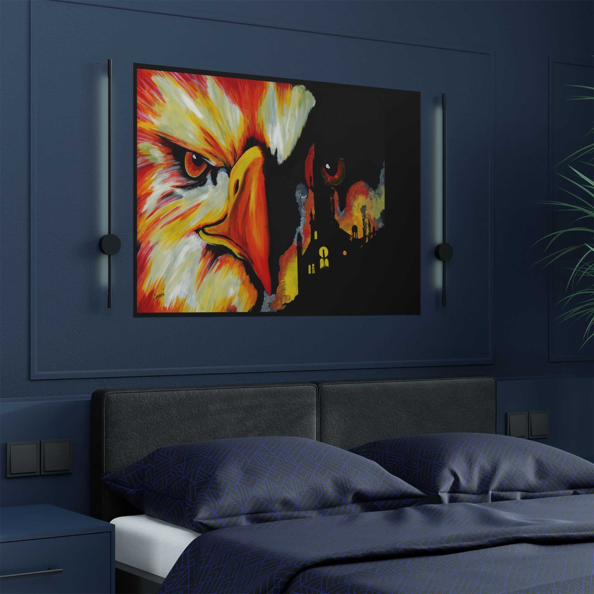 Phoenix Vibrant Satin Poster - Fierce Eagle Artwork