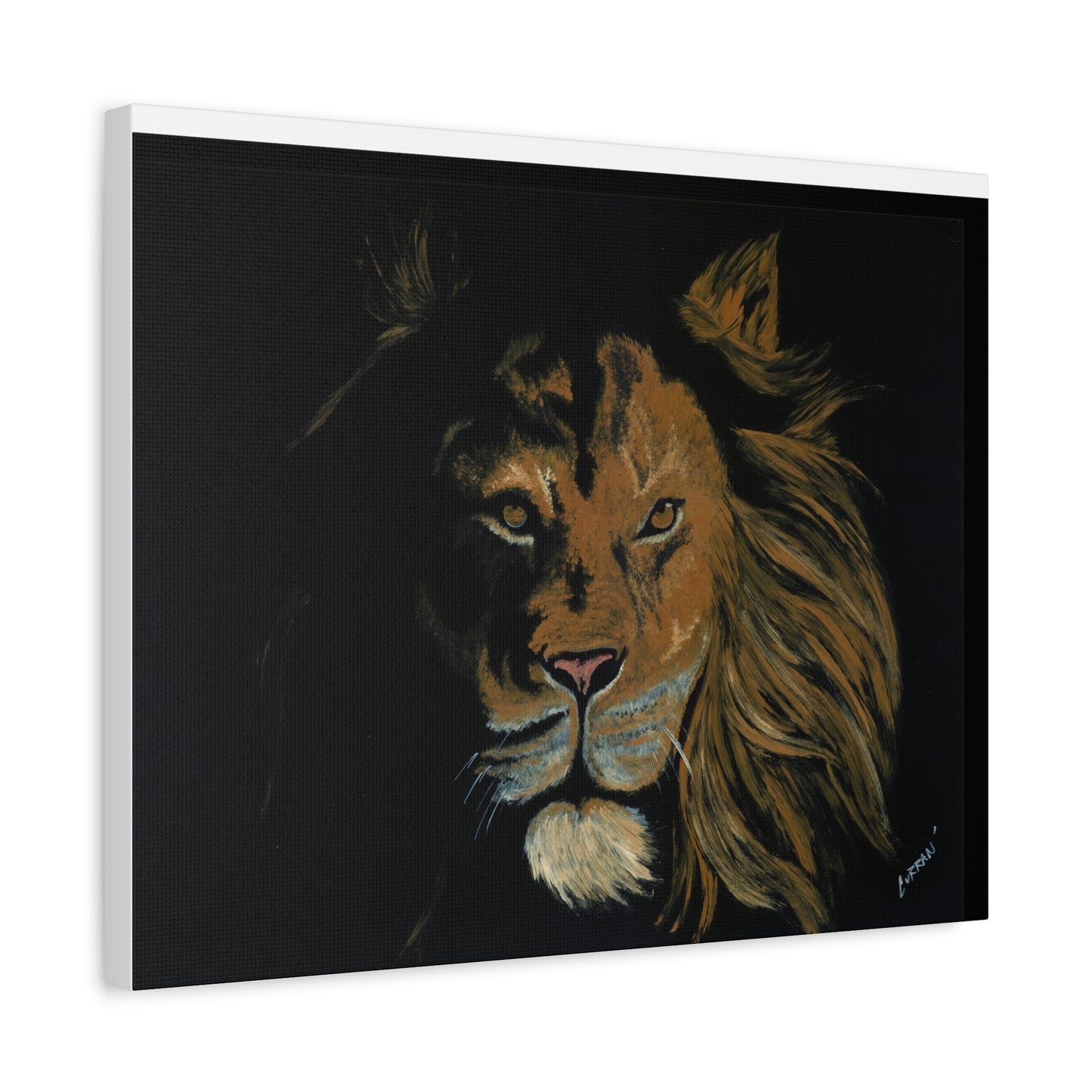 Lion Canvas Art – Original Hand-Painted Realistic and Detailed Big Cat Portrait printed on Matte Canvas, Stretched, 1.25"